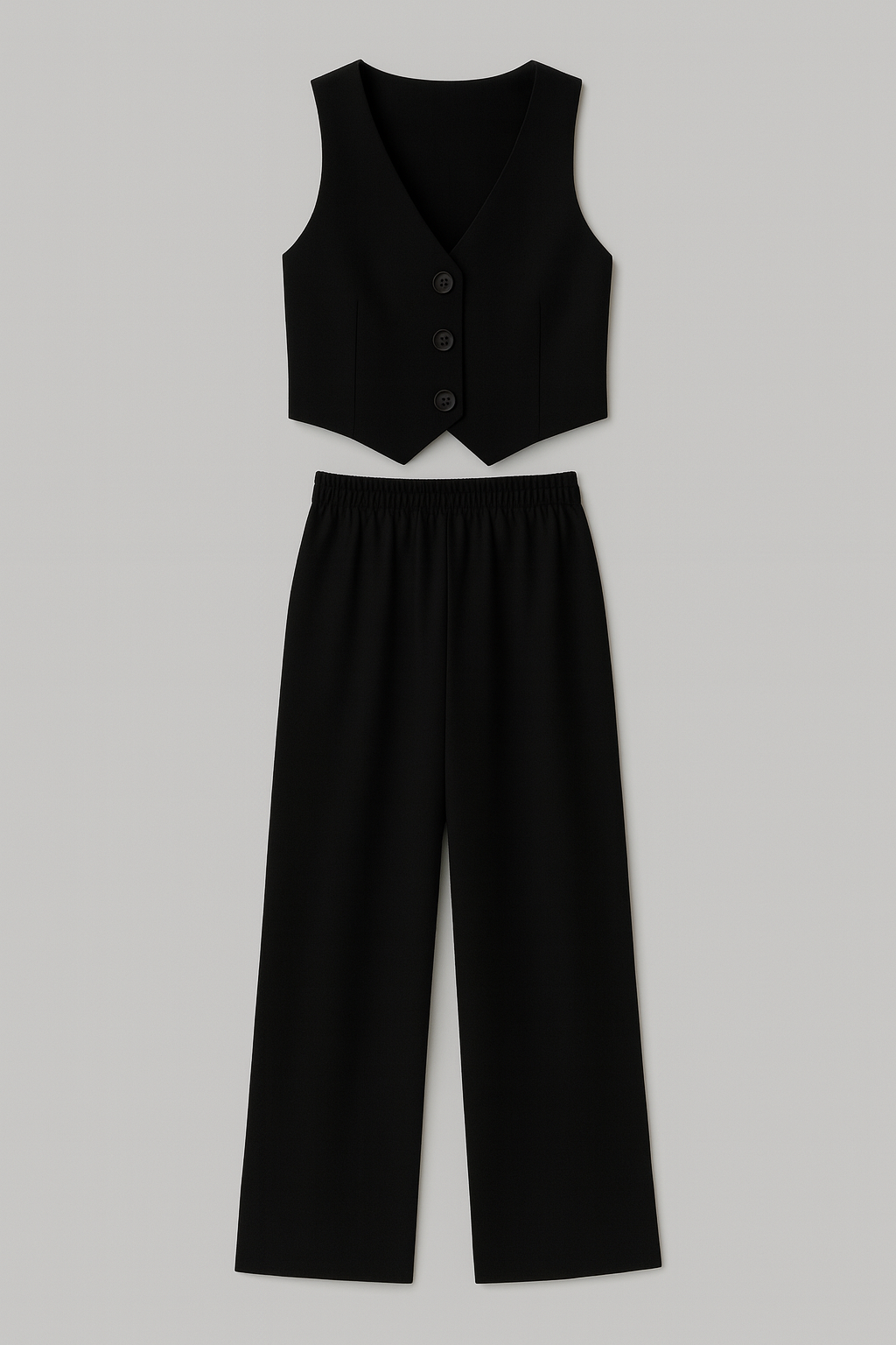 Conjunto de chaleco entallado y pantalón de pierna ancha