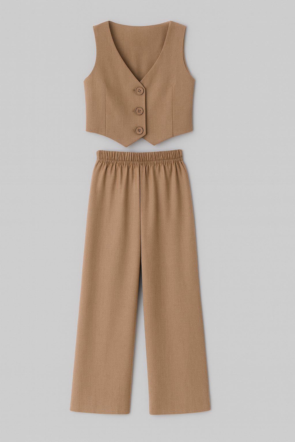 Conjunto de chaleco entallado y pantalón de pierna ancha