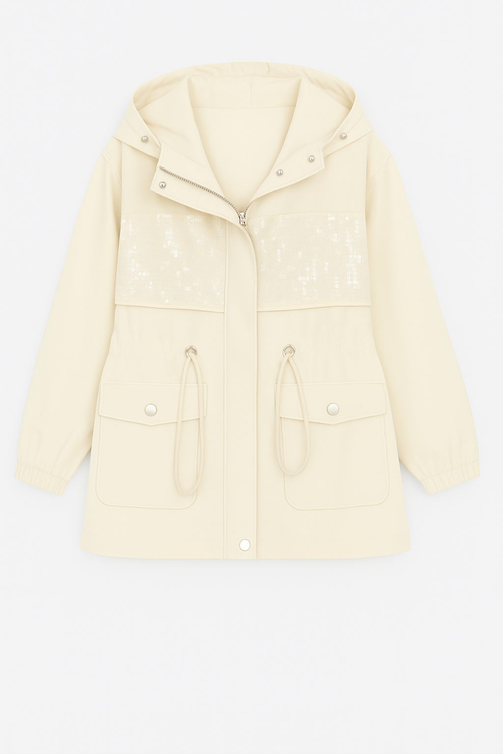 Chaqueta con lentejuelas y capucha