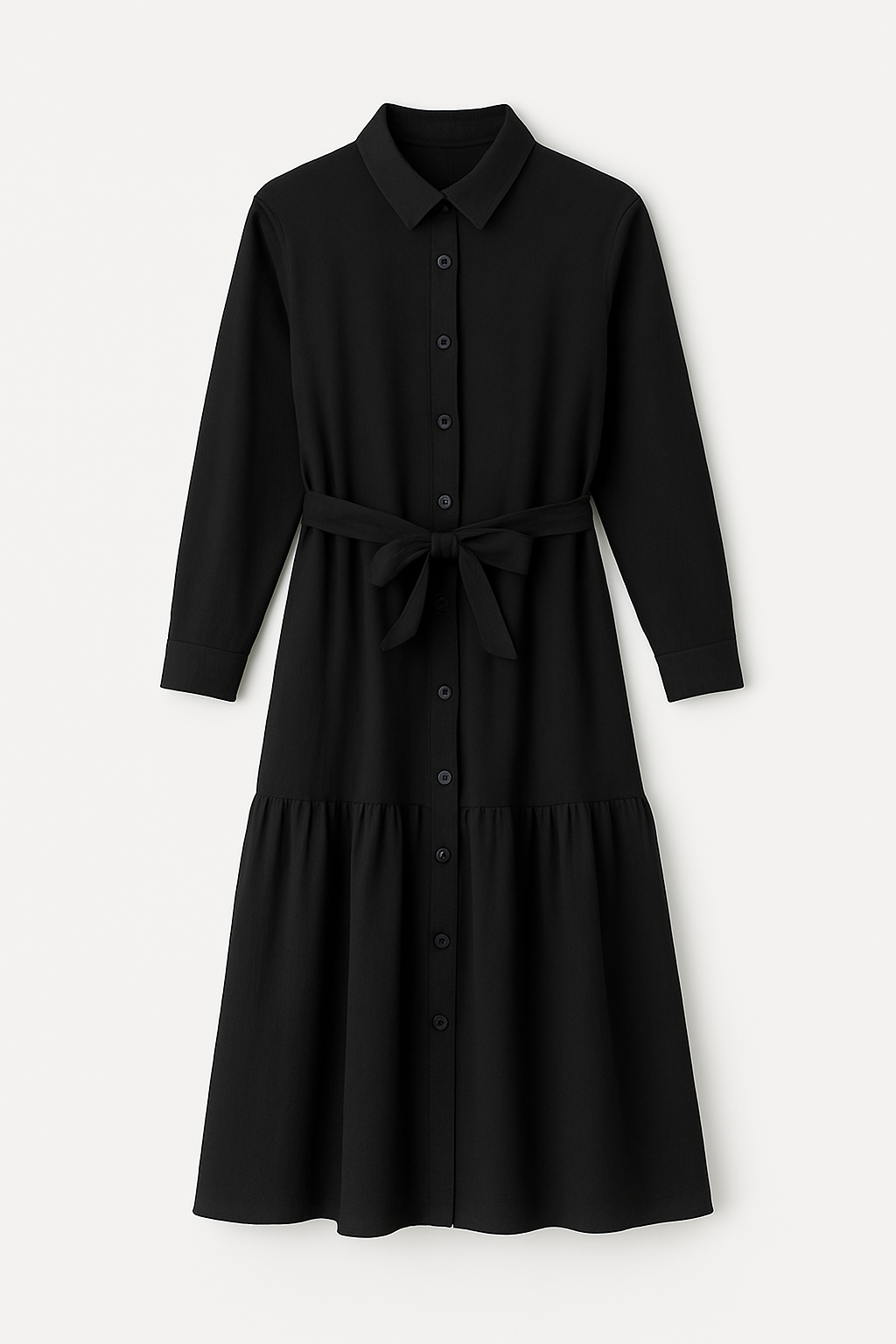 Vestido Camisero Midi con Cinturón Ajustable