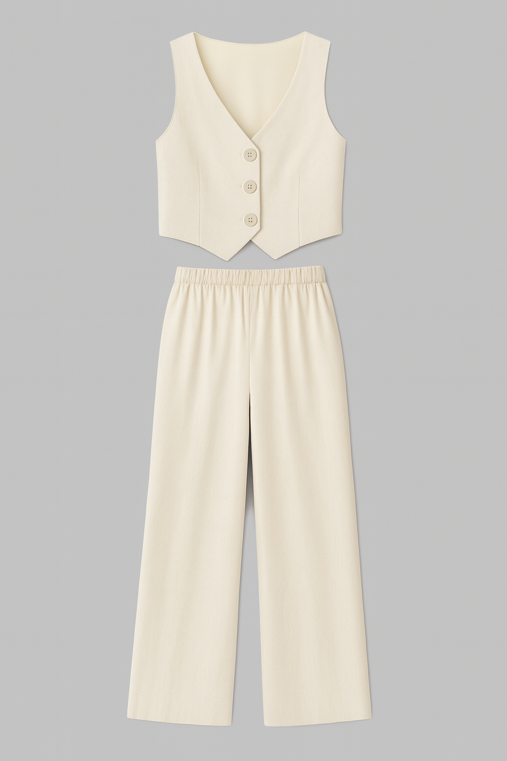 Conjunto de chaleco entallado y pantalón de pierna ancha