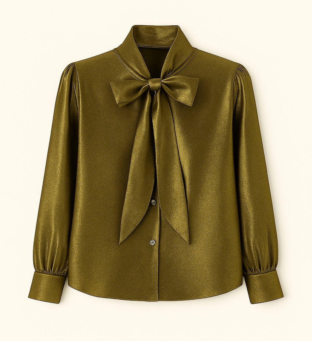 Blusa satinada con lazo