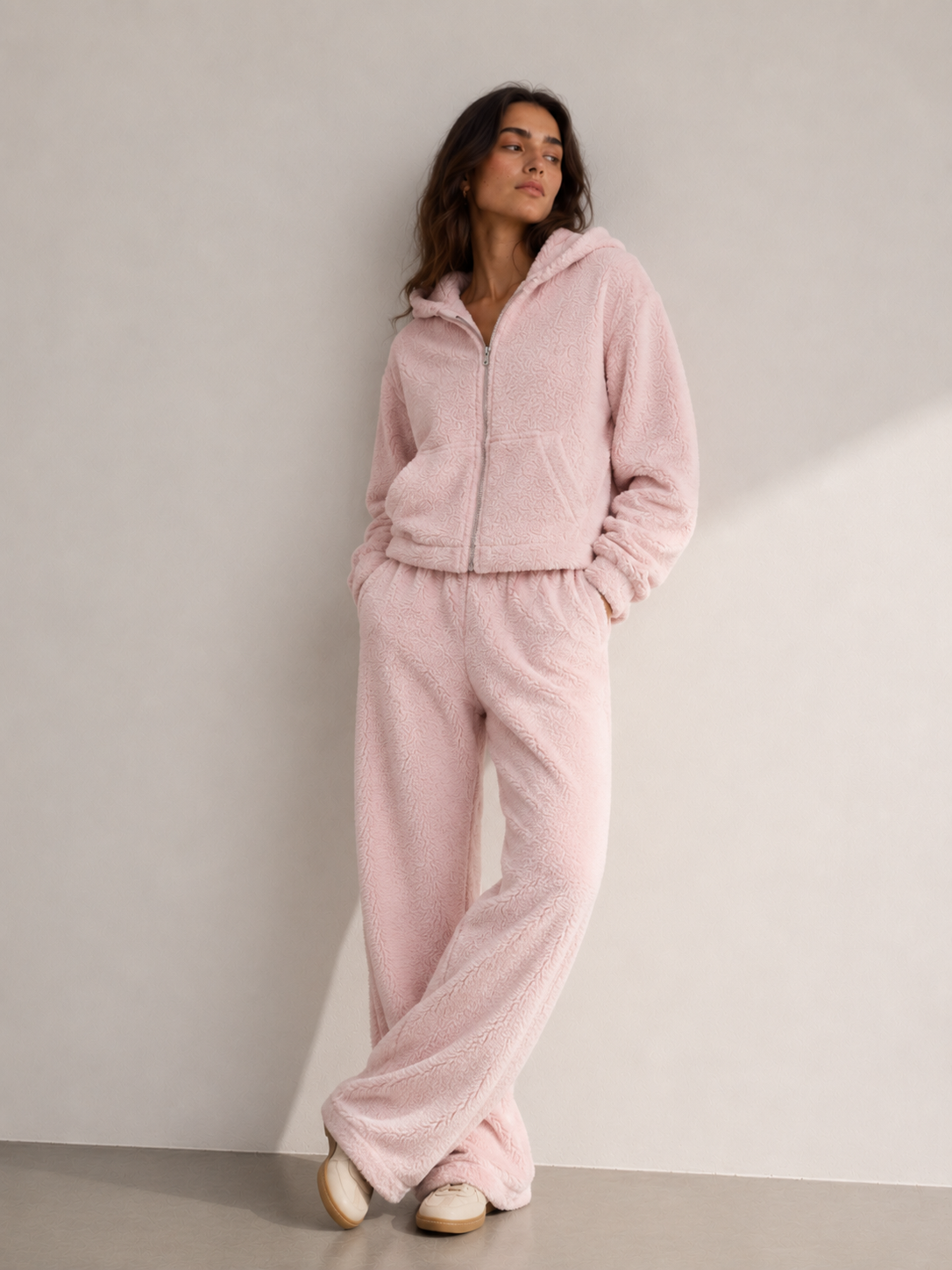 Conjunto de Chándal Teddy con Capucha – 2 Piezas
