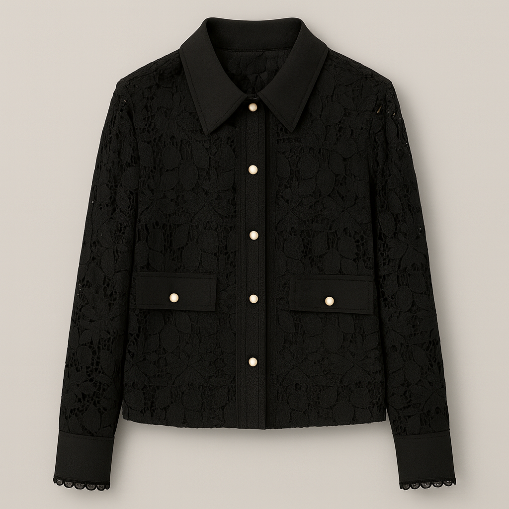 Blusa de encaje con botones decorativos