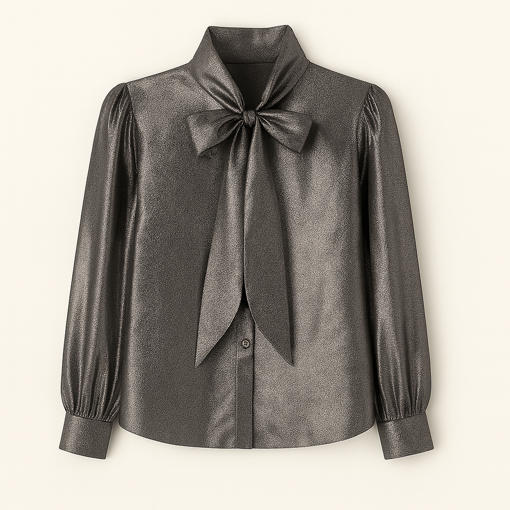 Blusa satinada con lazo