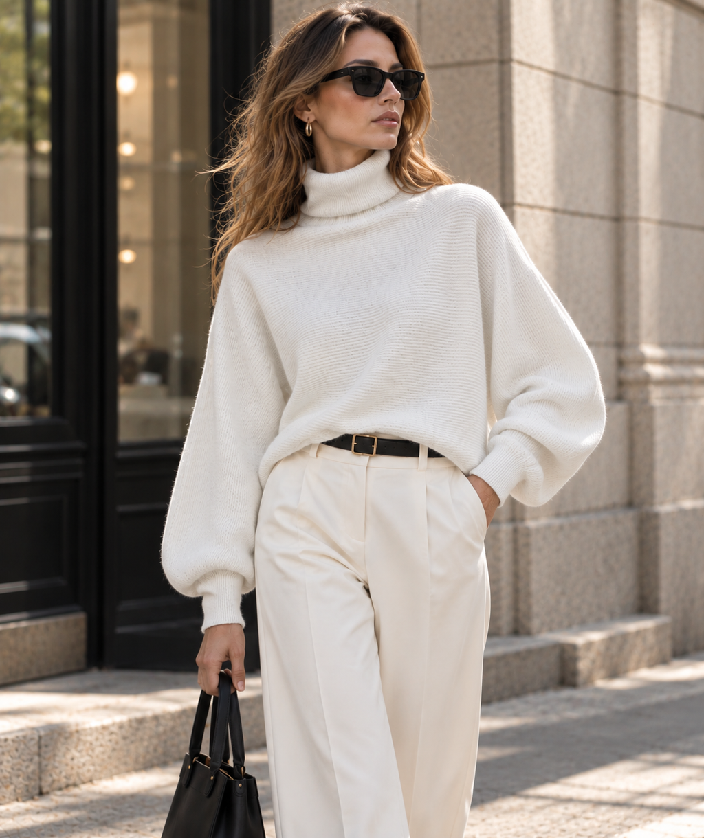 Jersey Oversize de Cuello Alto – Punto Suave