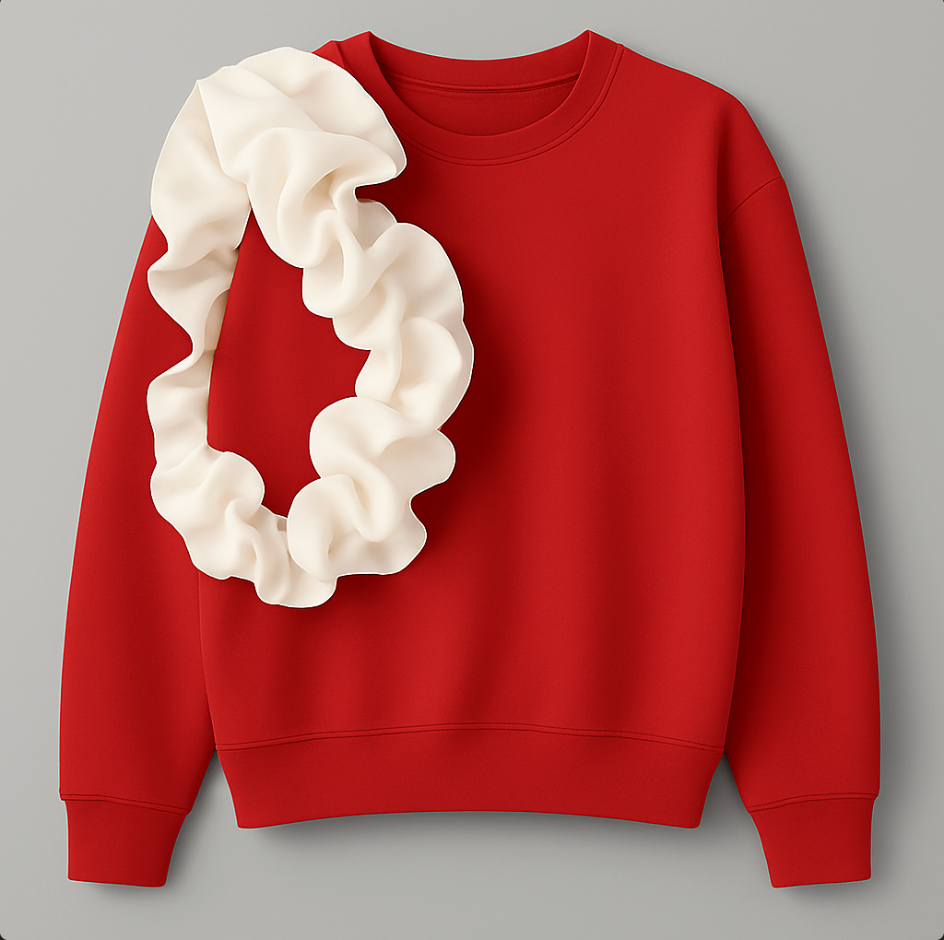 Sweatshirt with asymmetrical ruffle