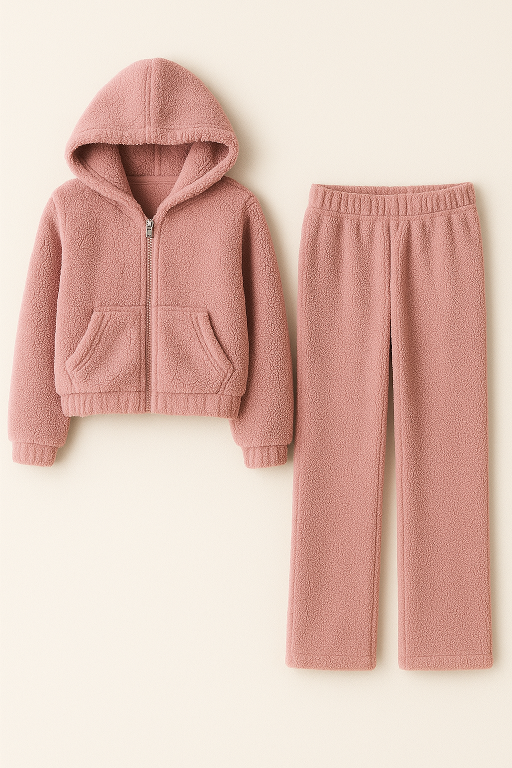 Conjunto de Chándal Teddy con Capucha – 2 Piezas