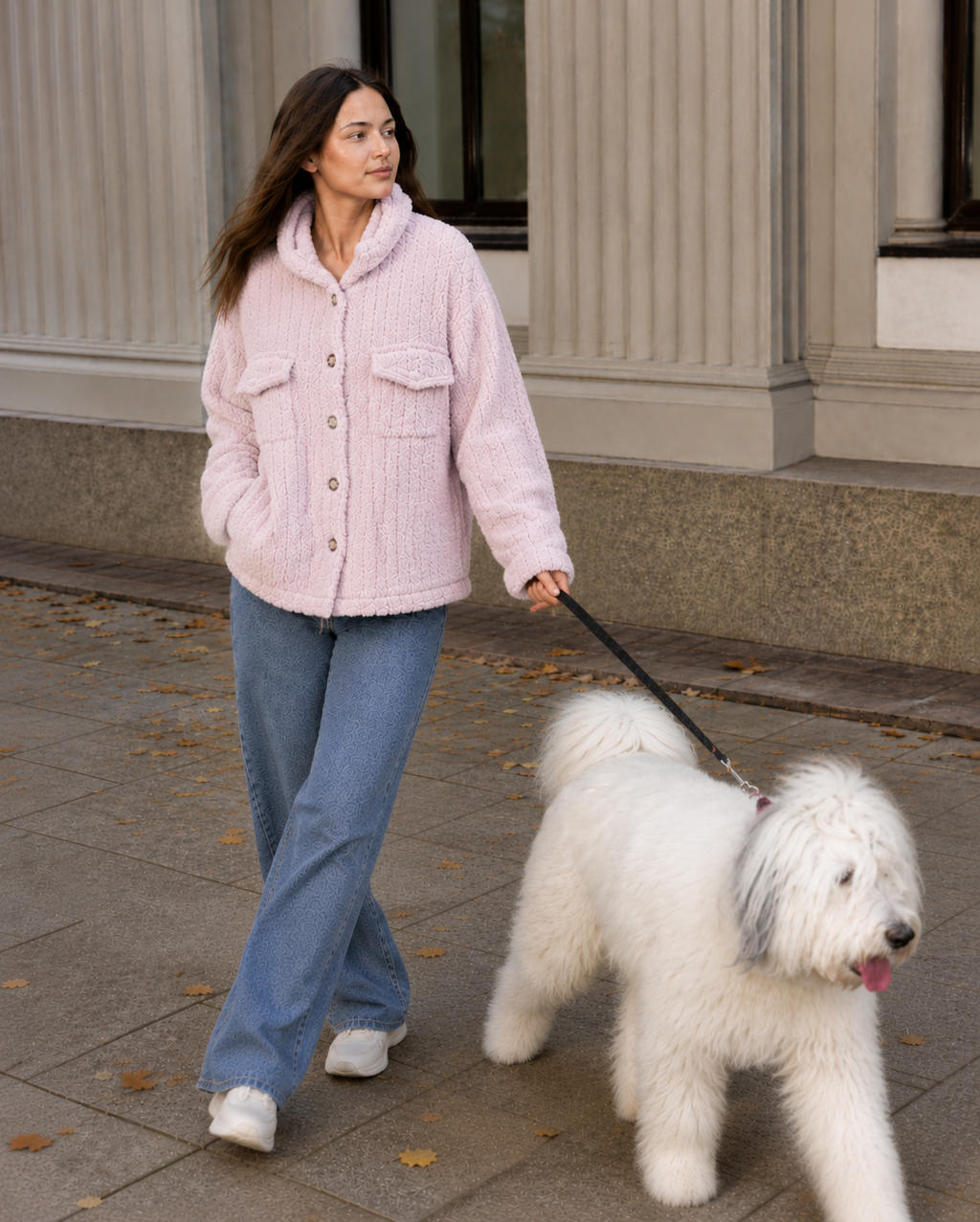 Chaqueta Teddy Texturizada con Bolsillos