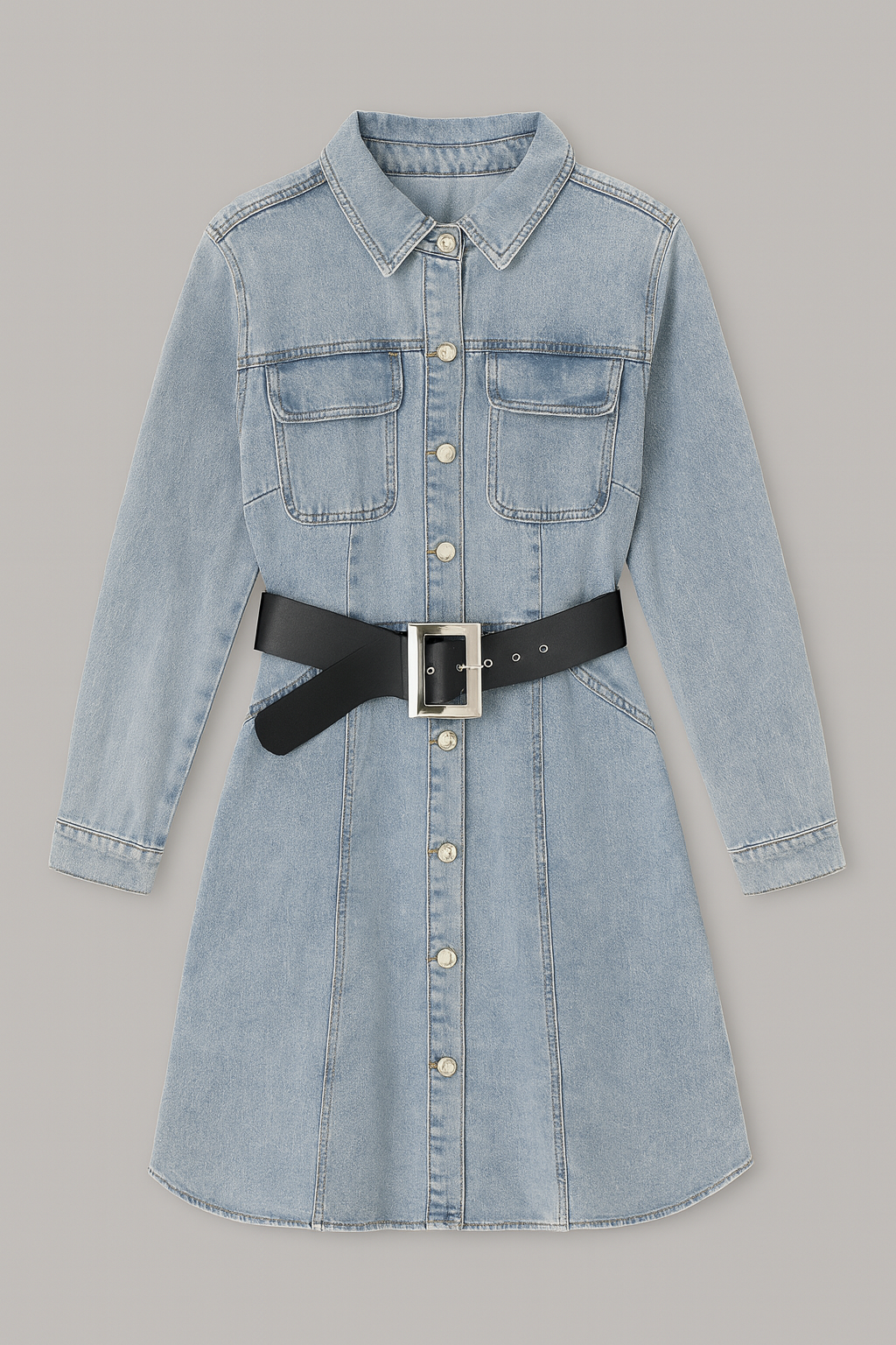 Vestido denim de mezclilla con cinturón