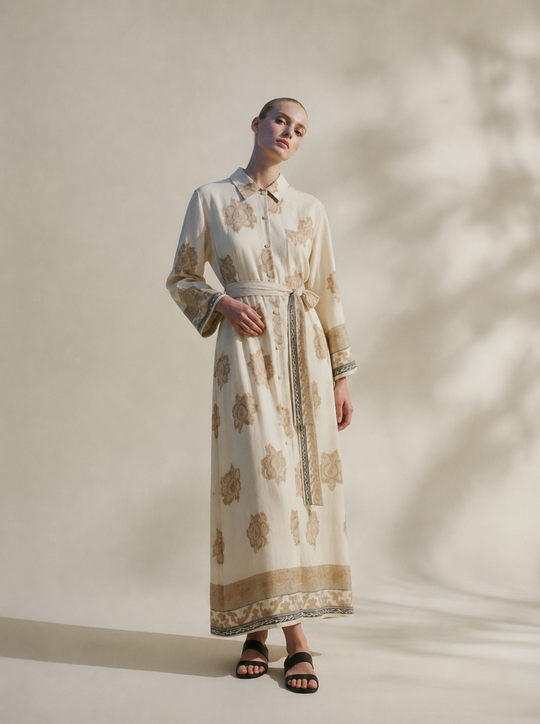 Vestido Camisero Largo Print Ornamental