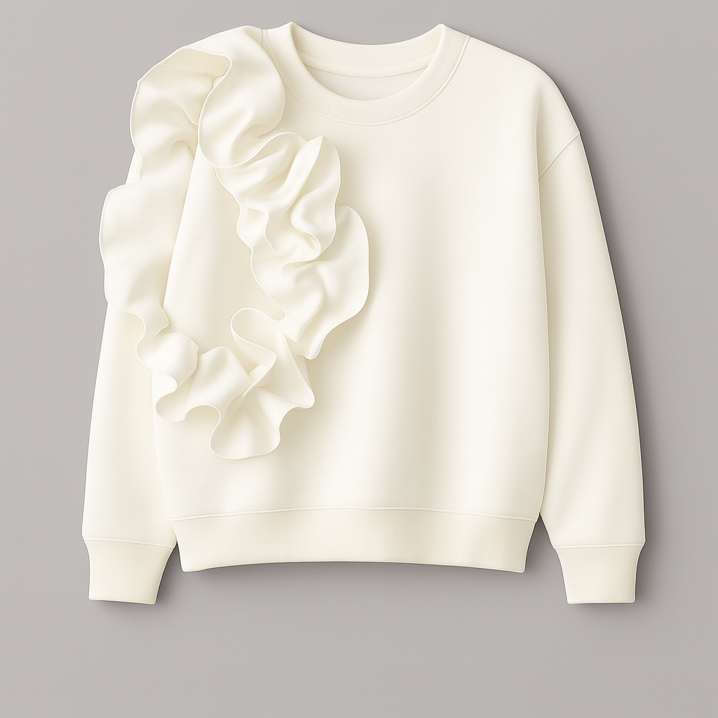 Sweatshirt with asymmetrical ruffle