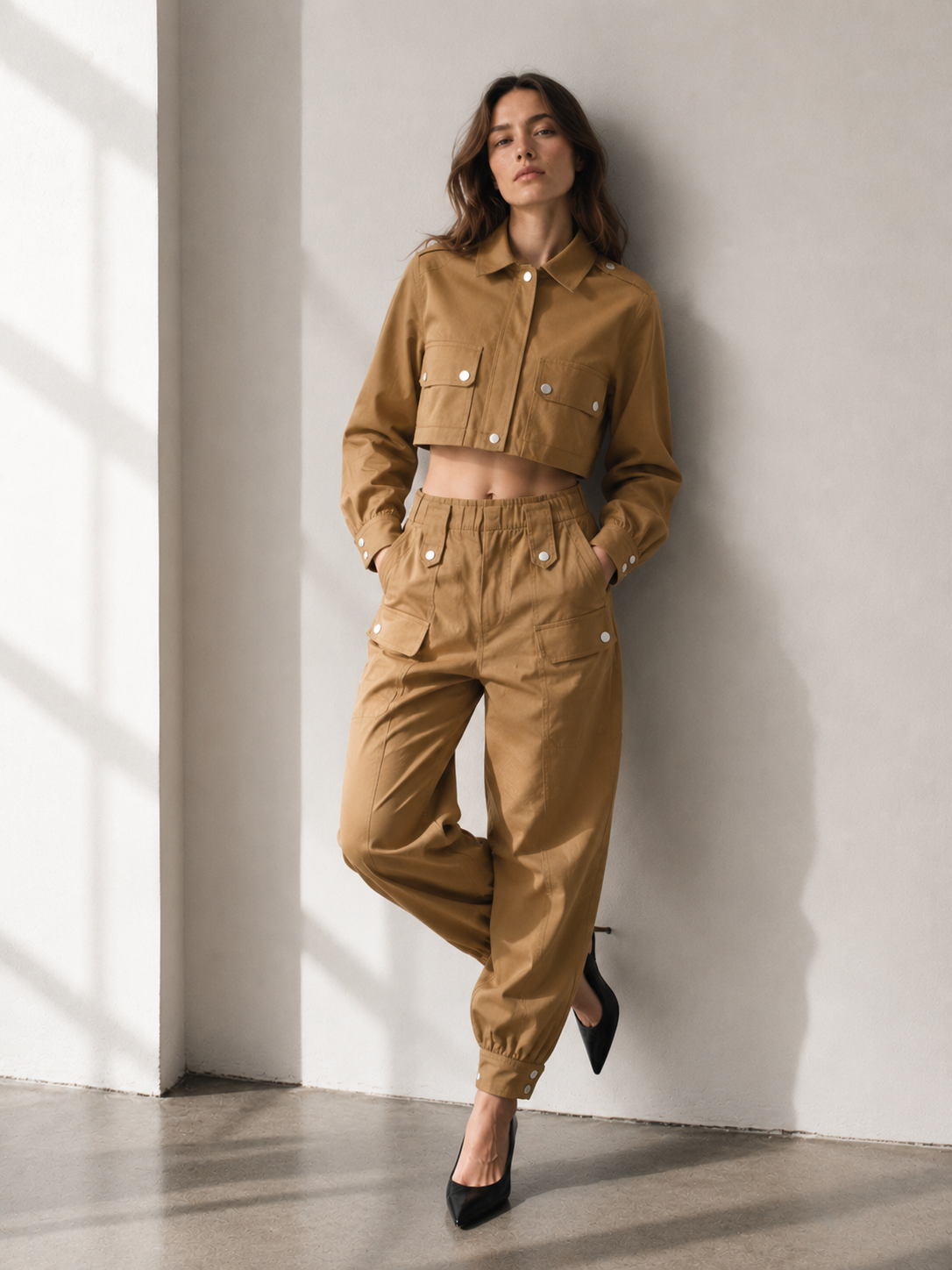 Conjunto crop utilitario estructurado