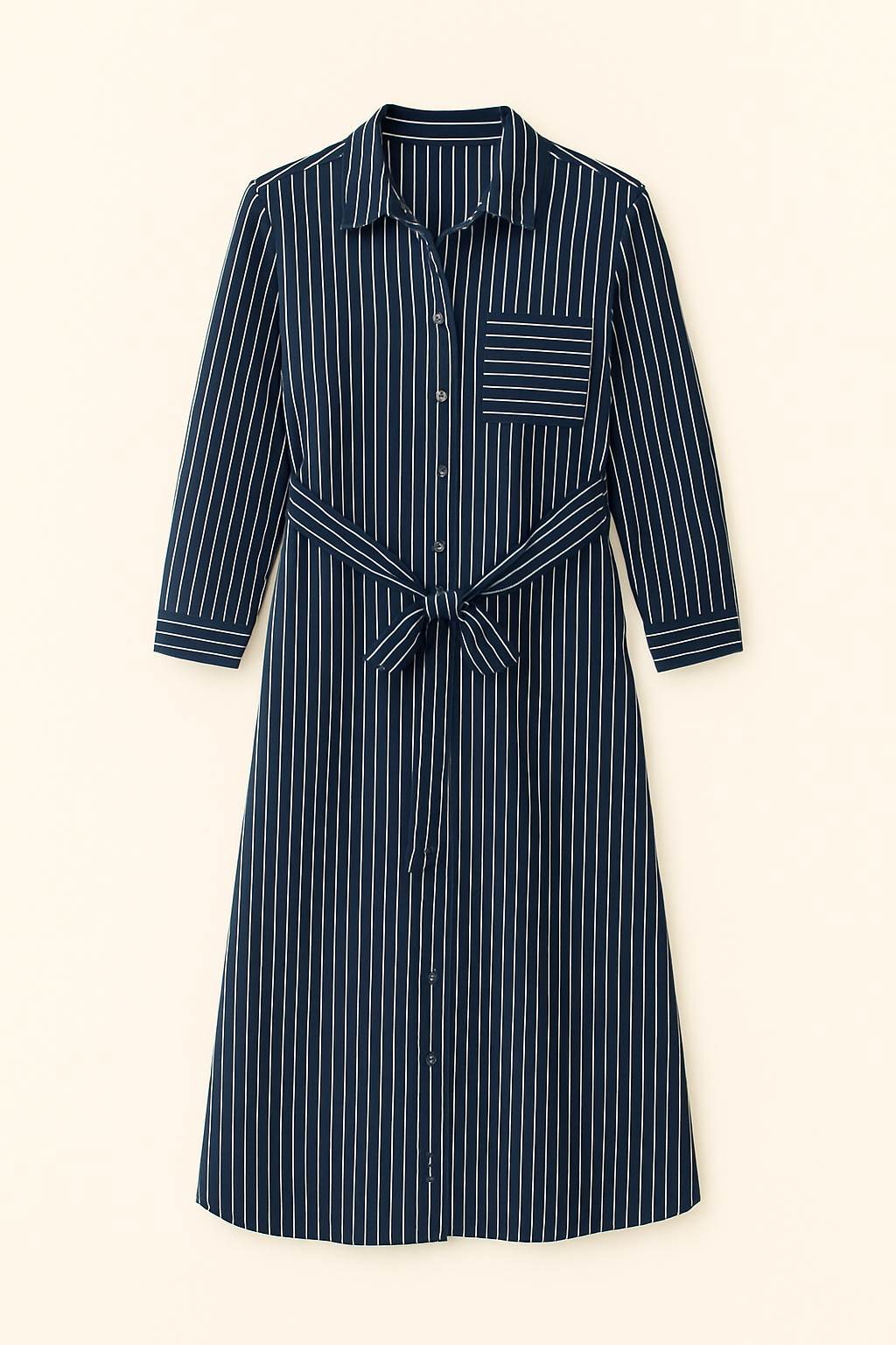 Vestido camisero largo a rayas