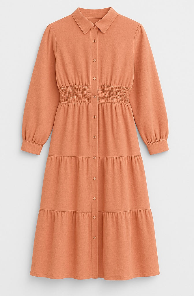 Vestido camisero midi con cinturón