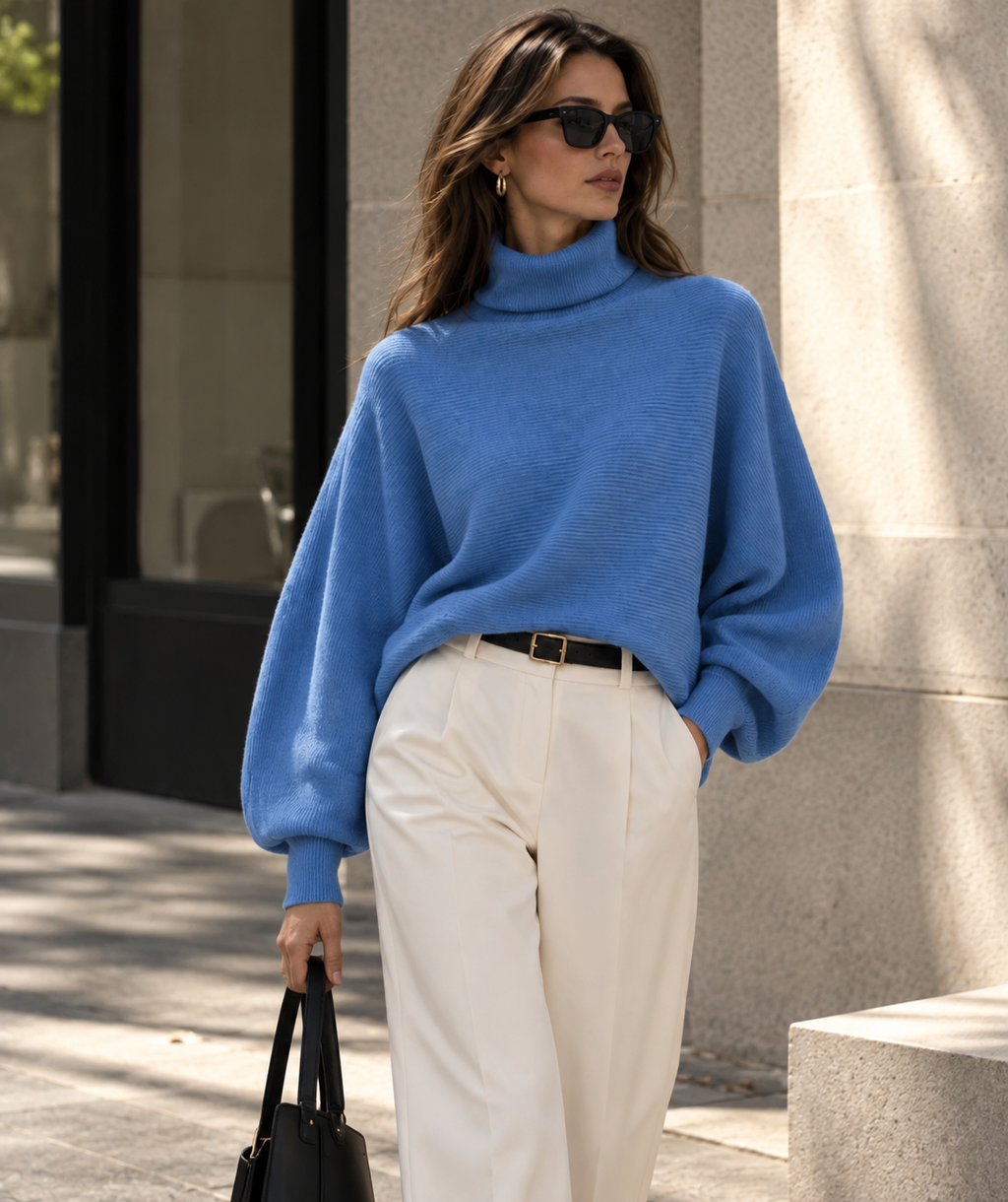 Jersey Oversize de Cuello Alto – Punto Suave