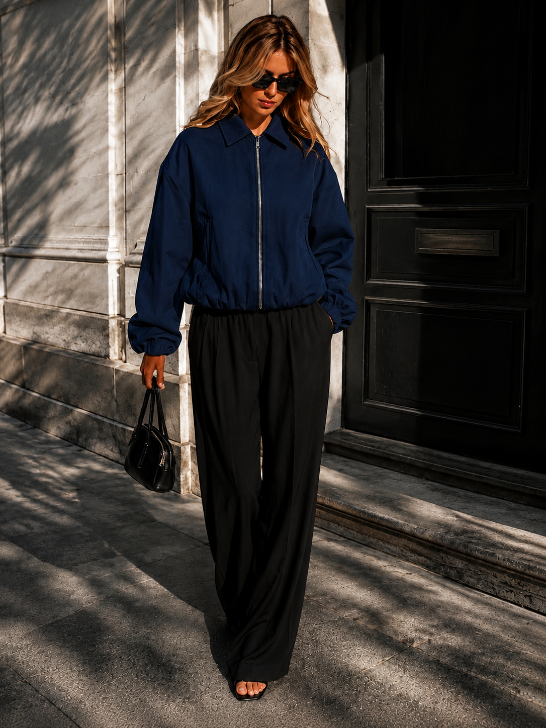 Chamarra Bomber Casual con Cierre