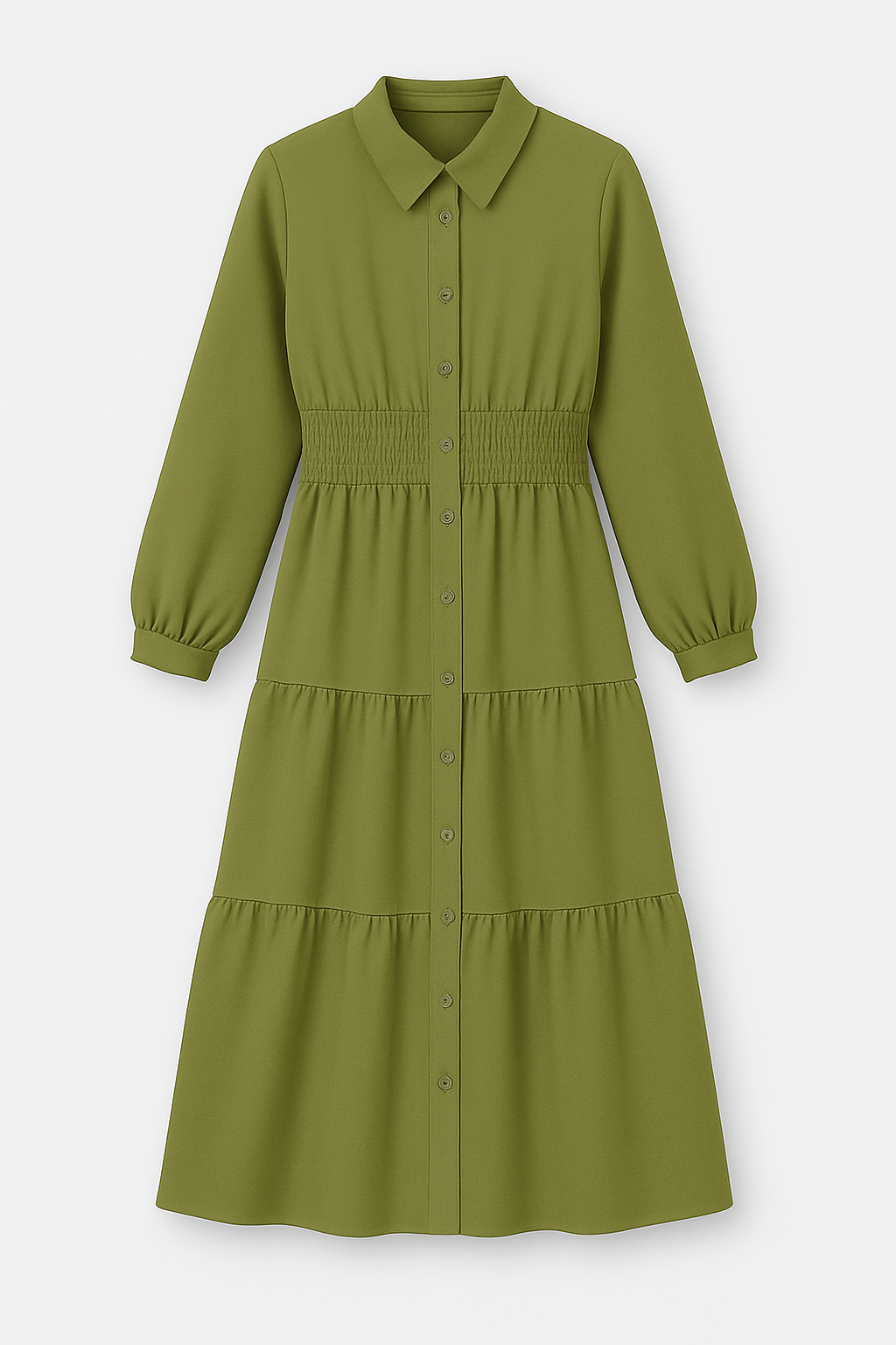 Vestido camisero midi con cinturón