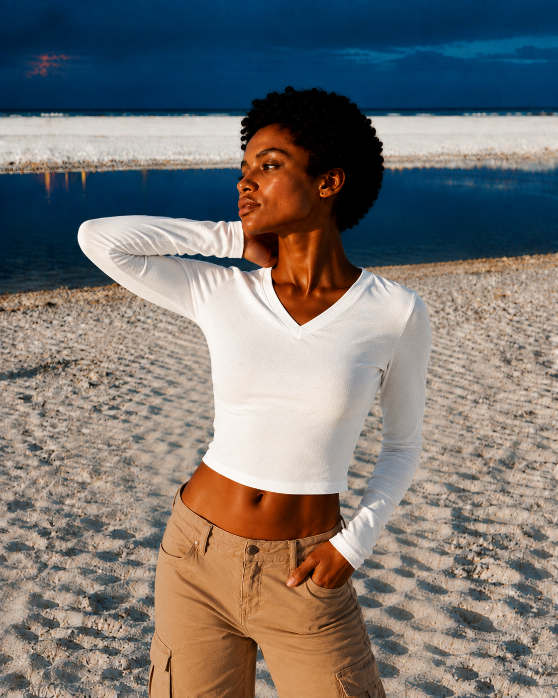 Top Crop Cuello Pico Essential Soft