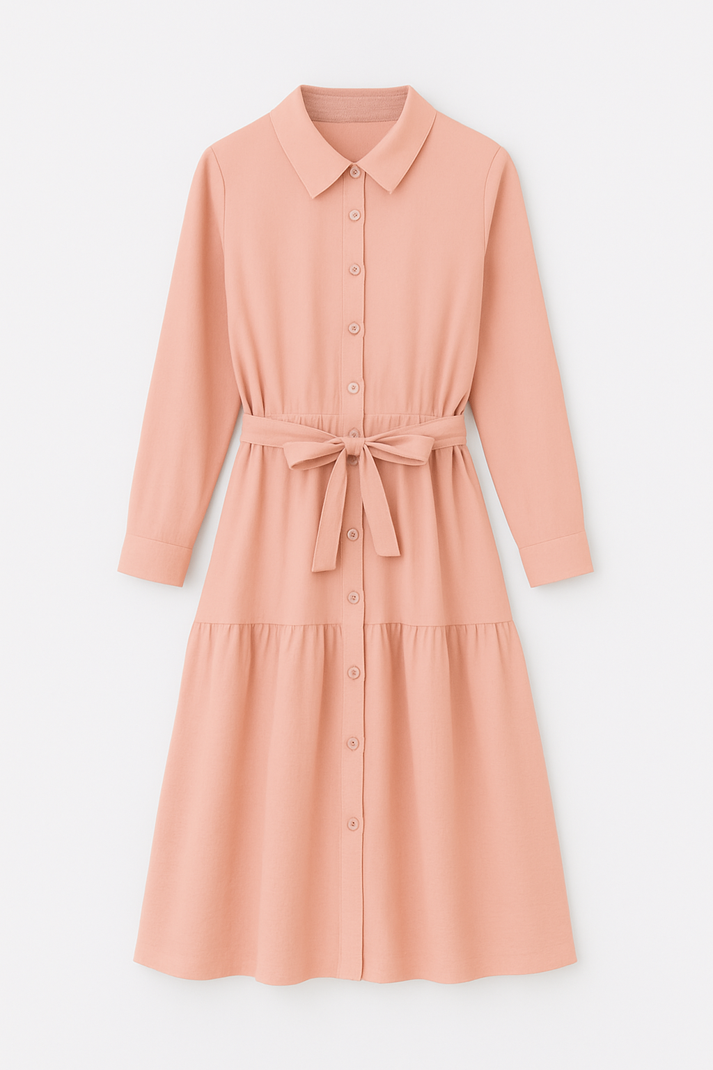 Vestido Camisero Midi con Cinturón Ajustable