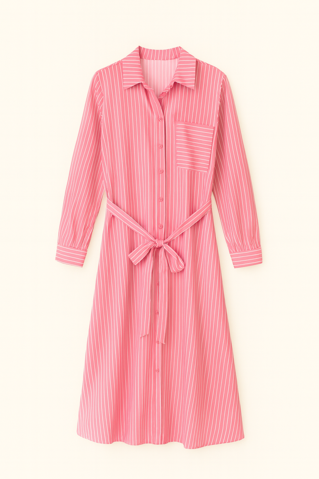 Vestido camisero largo a rayas