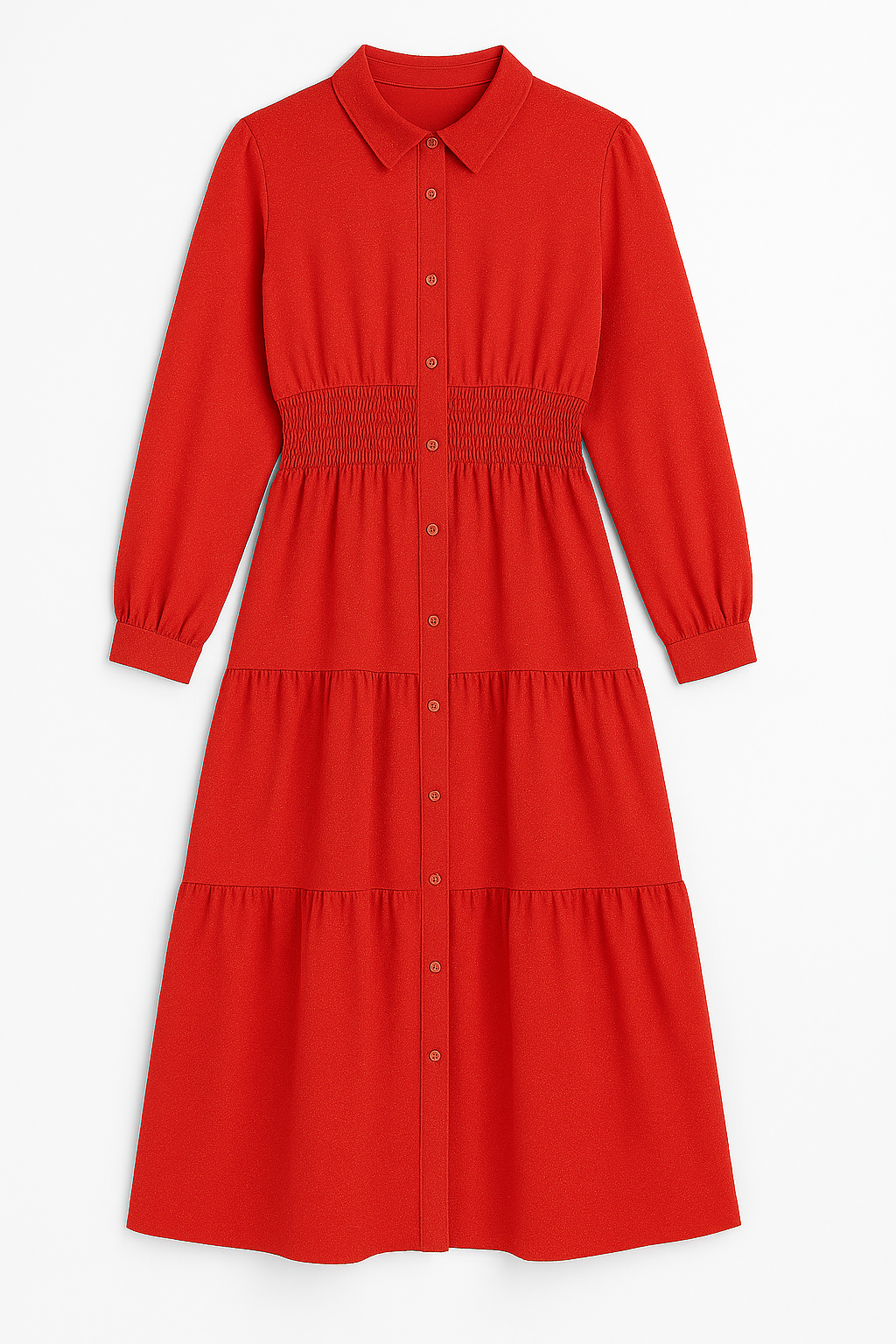 Vestido camisero midi con cinturón