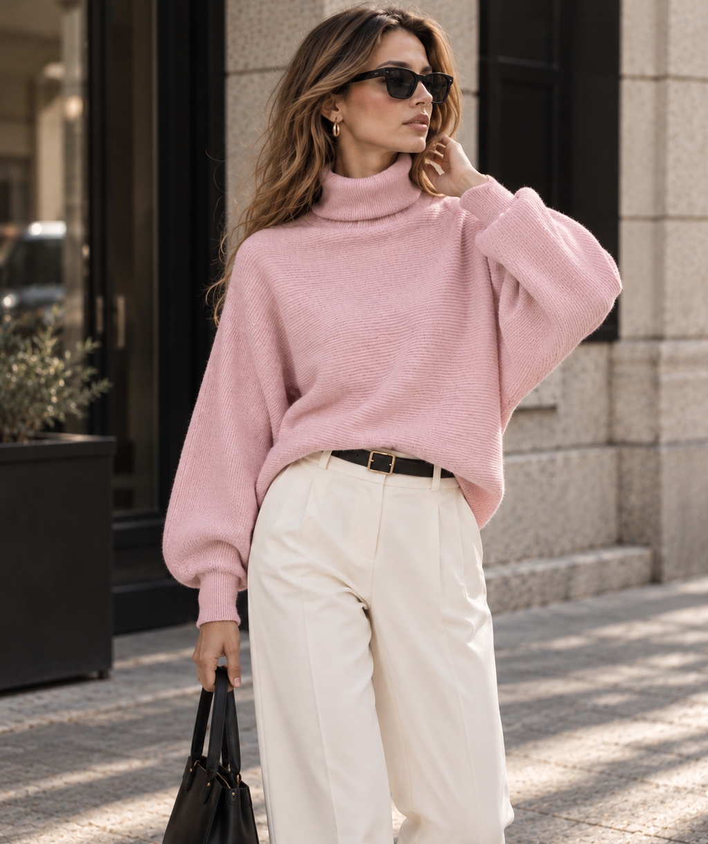 Jersey Oversize de Cuello Alto – Punto Suave