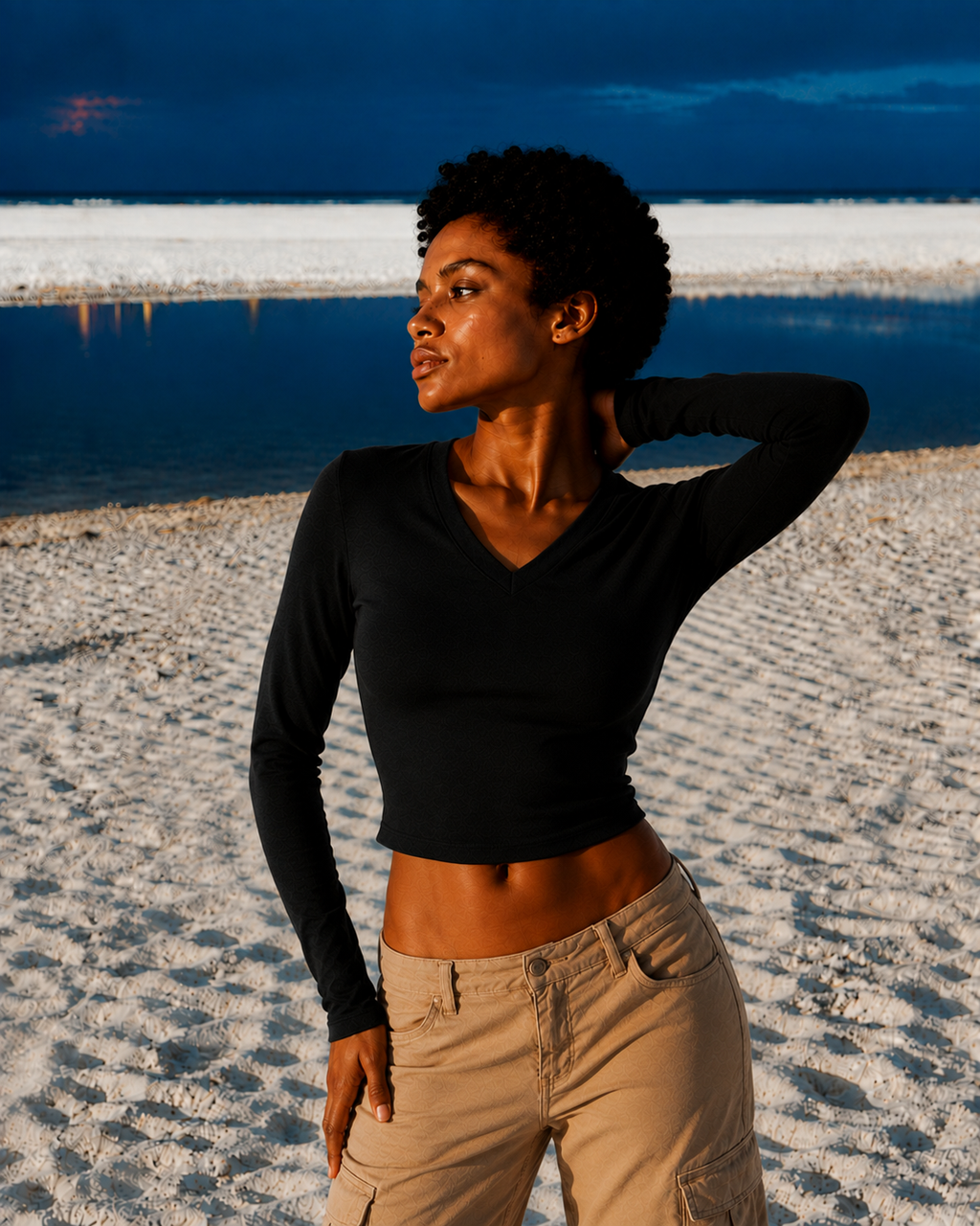 Top Crop Cuello Pico Essential Soft