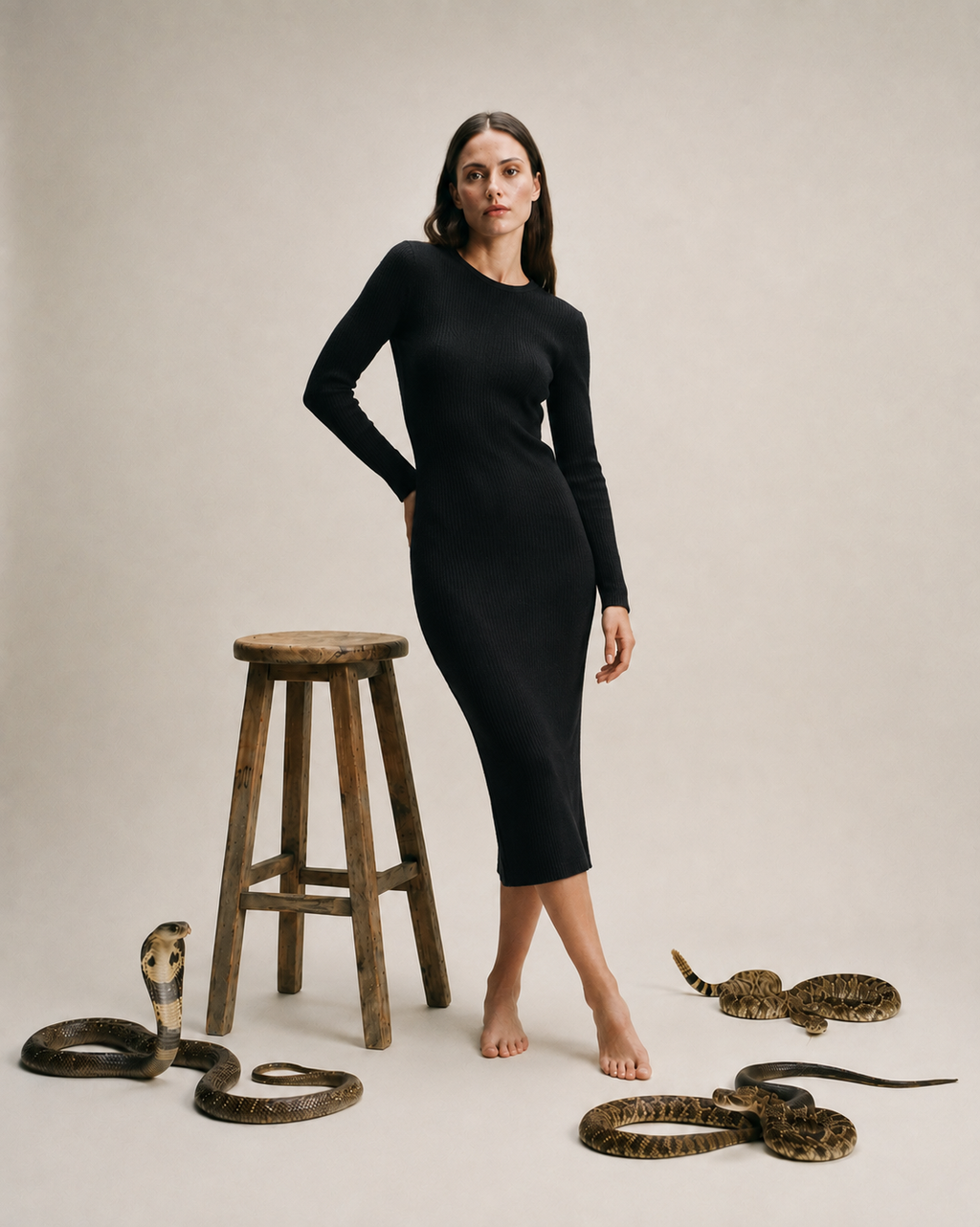 Ribbed dress with sailor stripes
