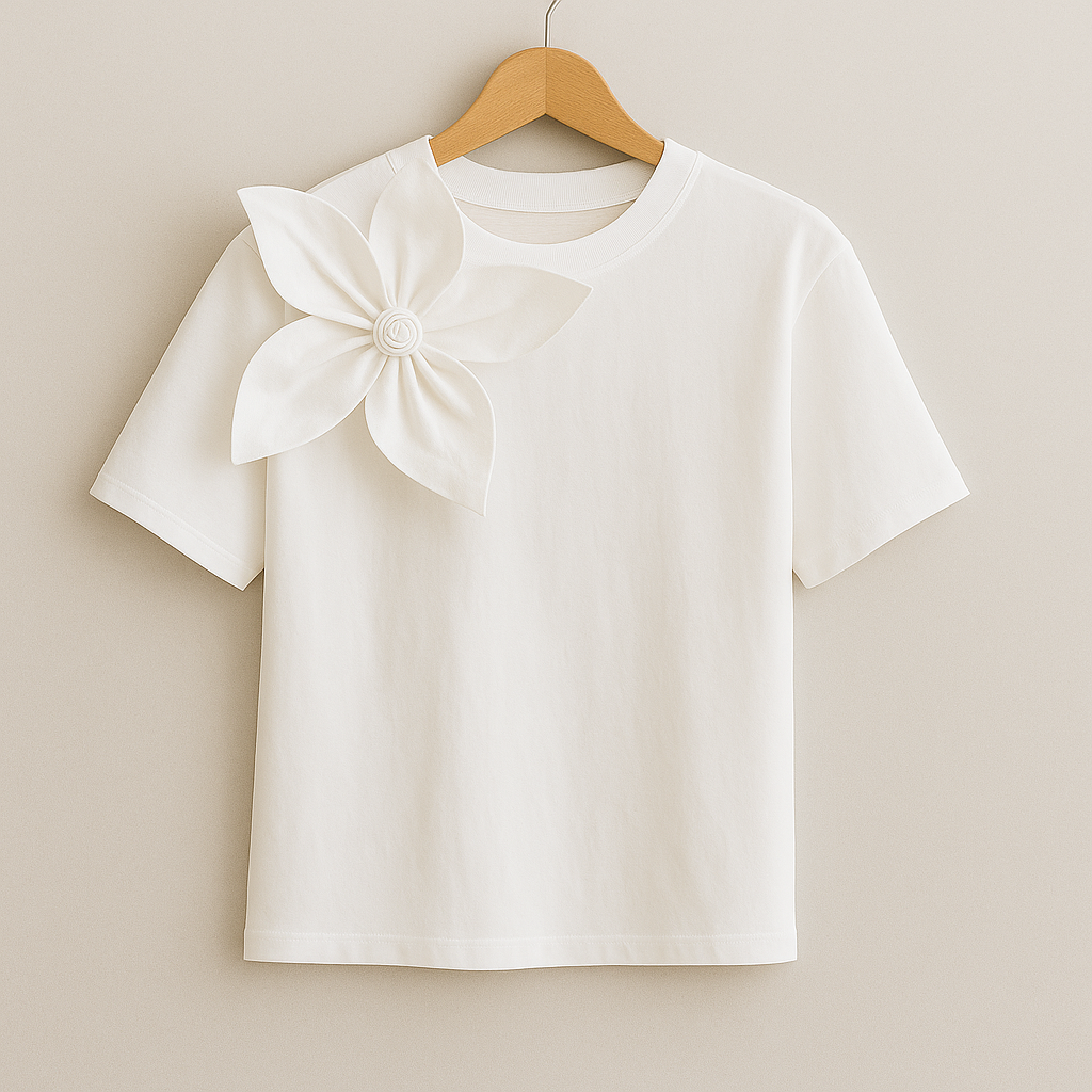 Camiseta holgada con aplique de flor