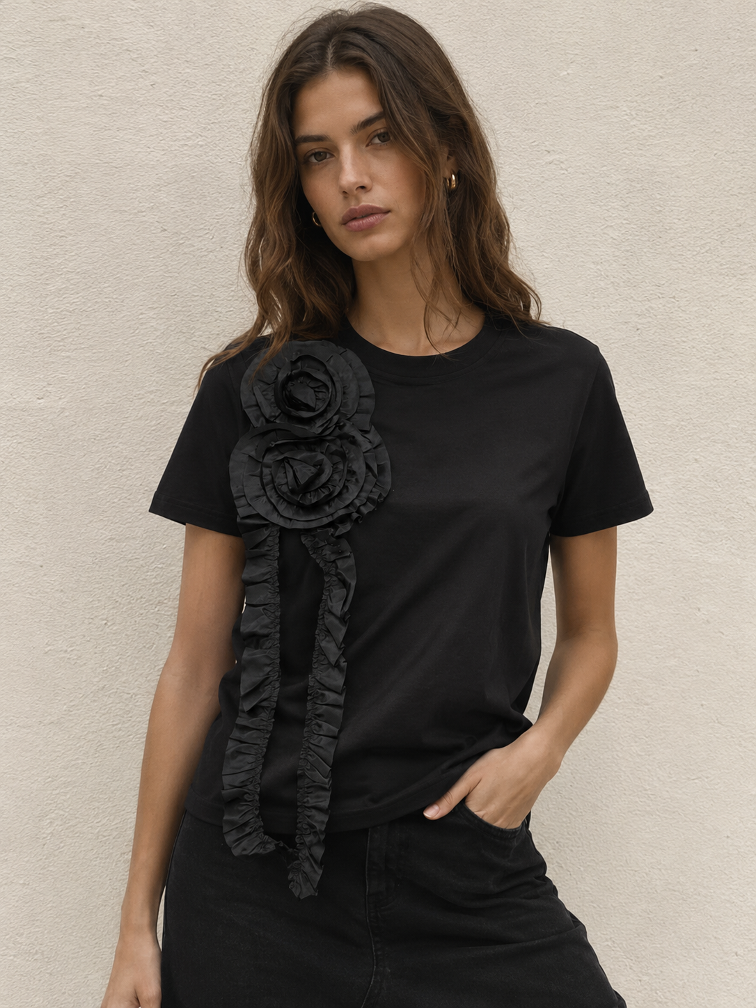 Camiseta Rosas 3D – Chic & Trendy