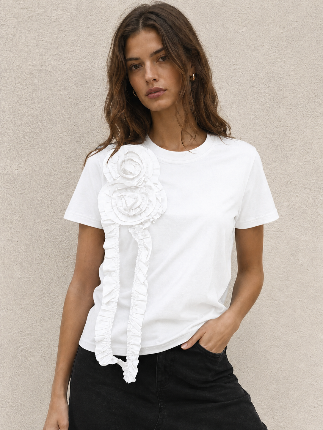Camiseta Rosas 3D – Chic & Trendy