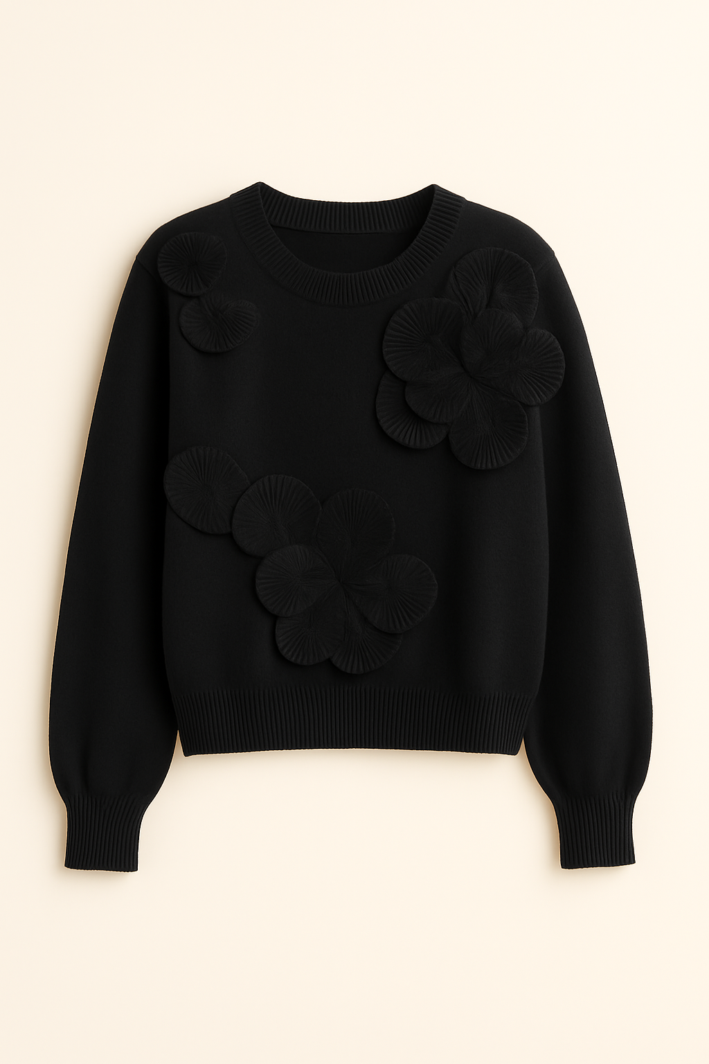 Sudadera floral en relieve de punto suave