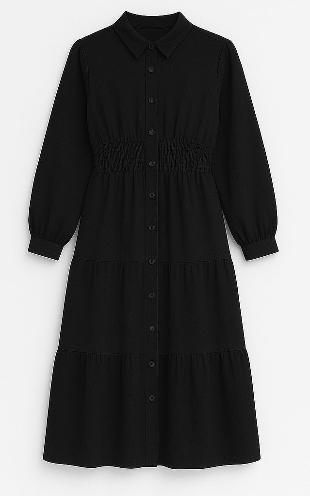 Vestido camisero midi con cinturón