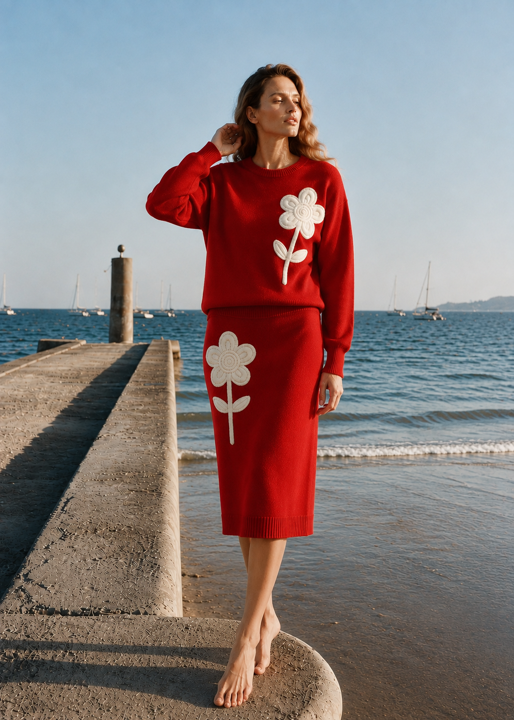 Conjunto Knit Flower Relief