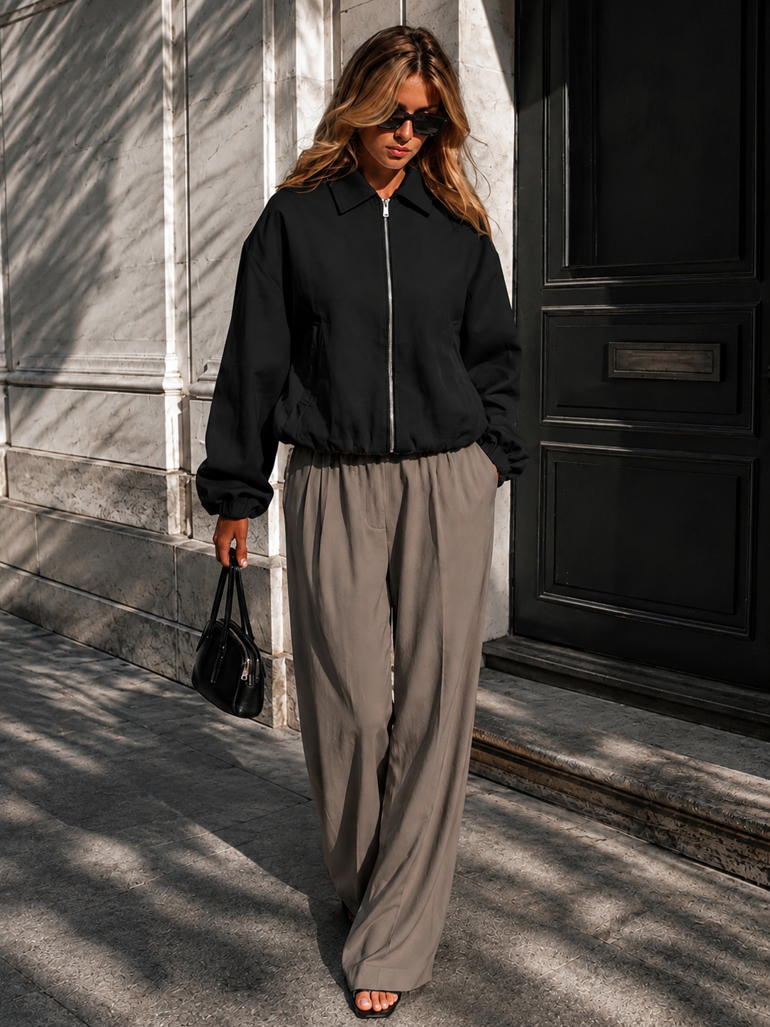 Chamarra Bomber Casual con Cierre