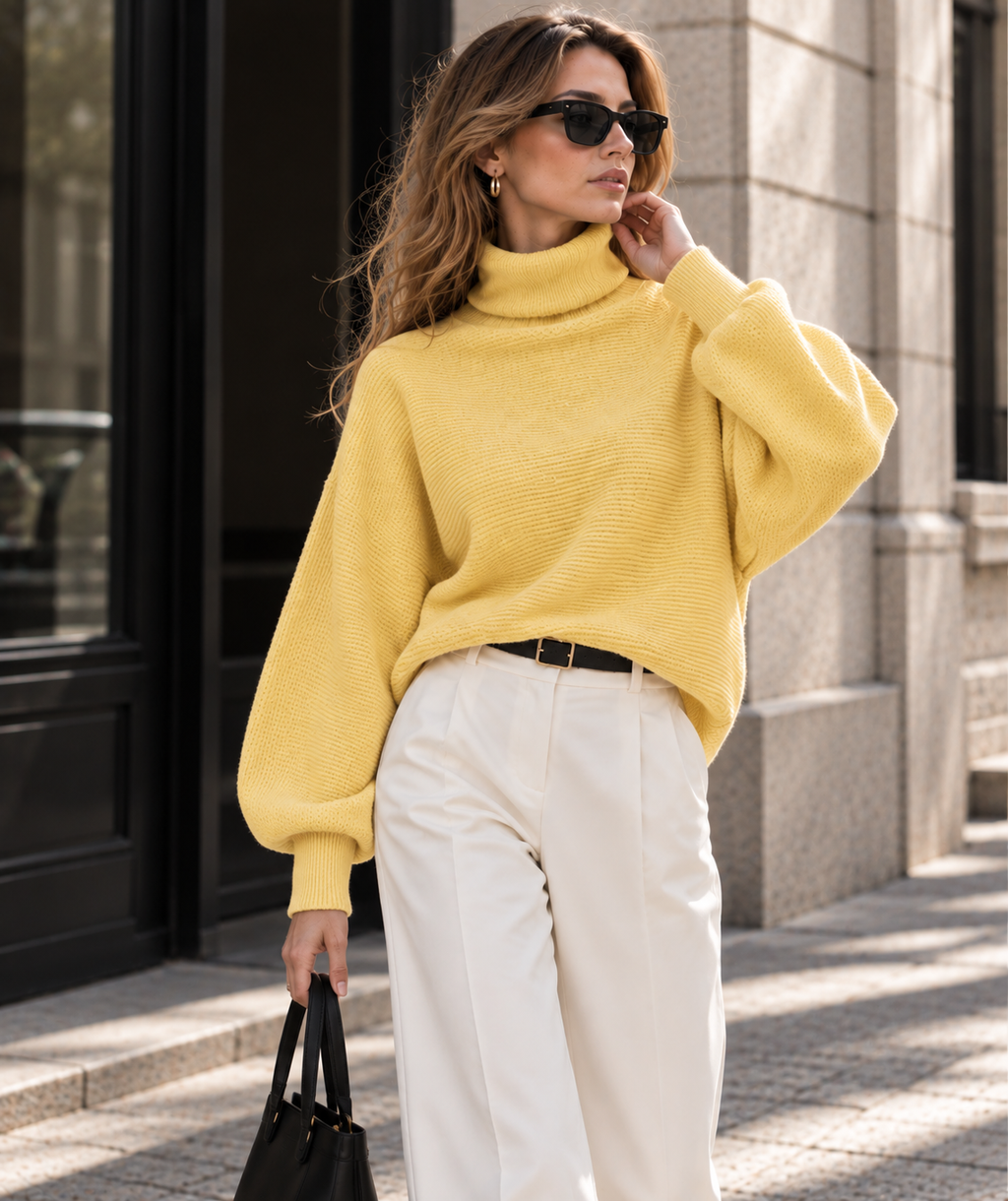 Jersey Oversize de Cuello Alto – Punto Suave