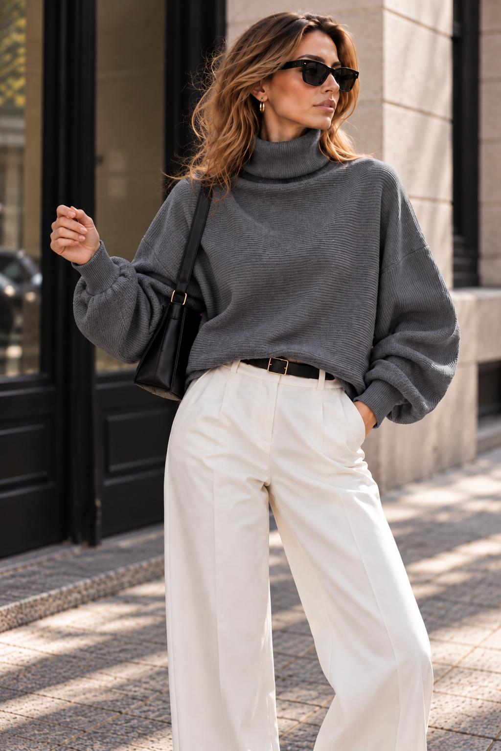 Jersey Oversize de Cuello Alto – Punto Suave