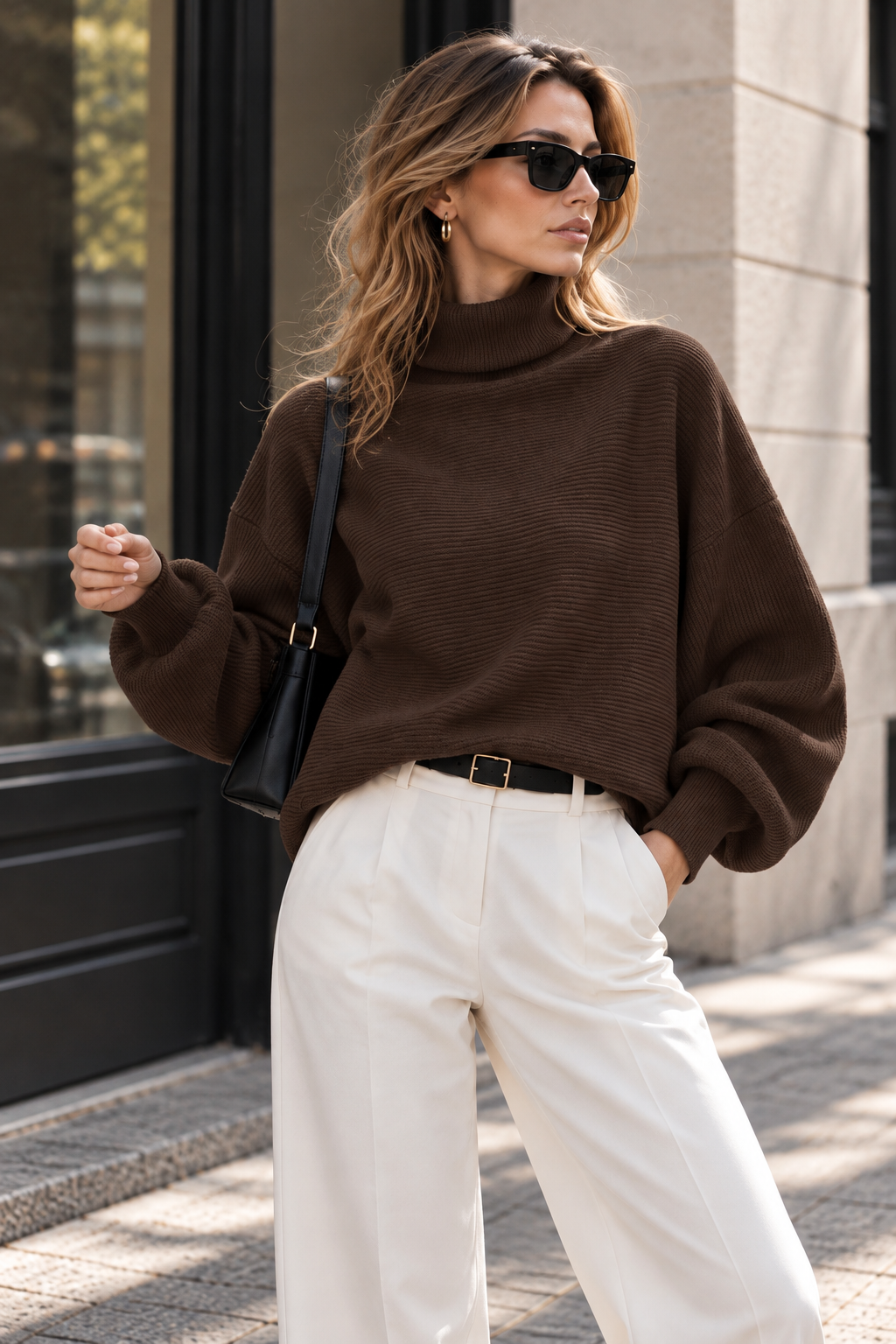 Jersey Oversize de Cuello Alto – Punto Suave