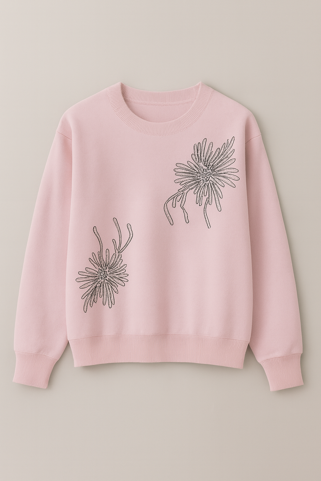 Sudadera Floral Bordada De Corte Relajado