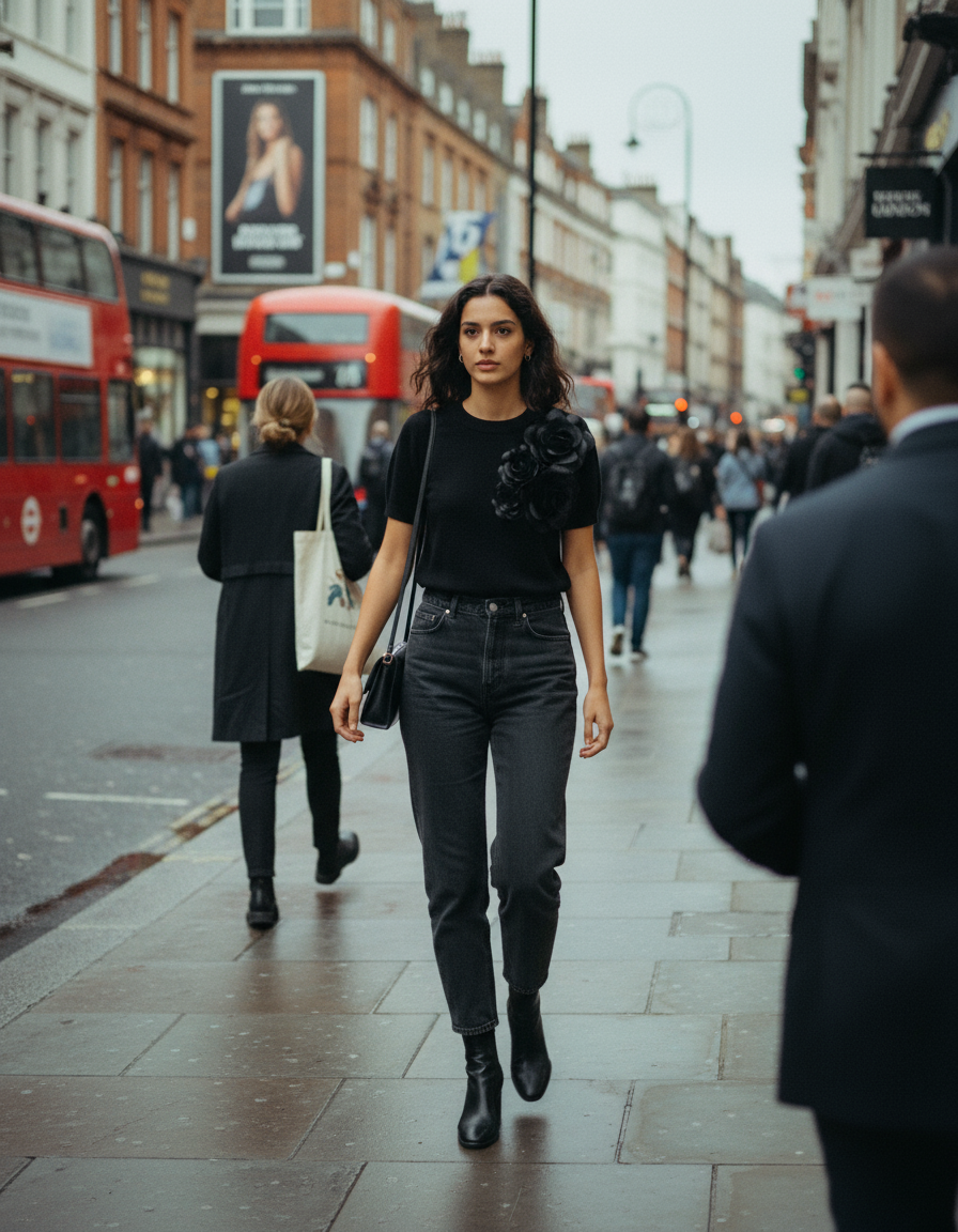 T-Shirt con Flores 3D “Elegancia Minimalista”