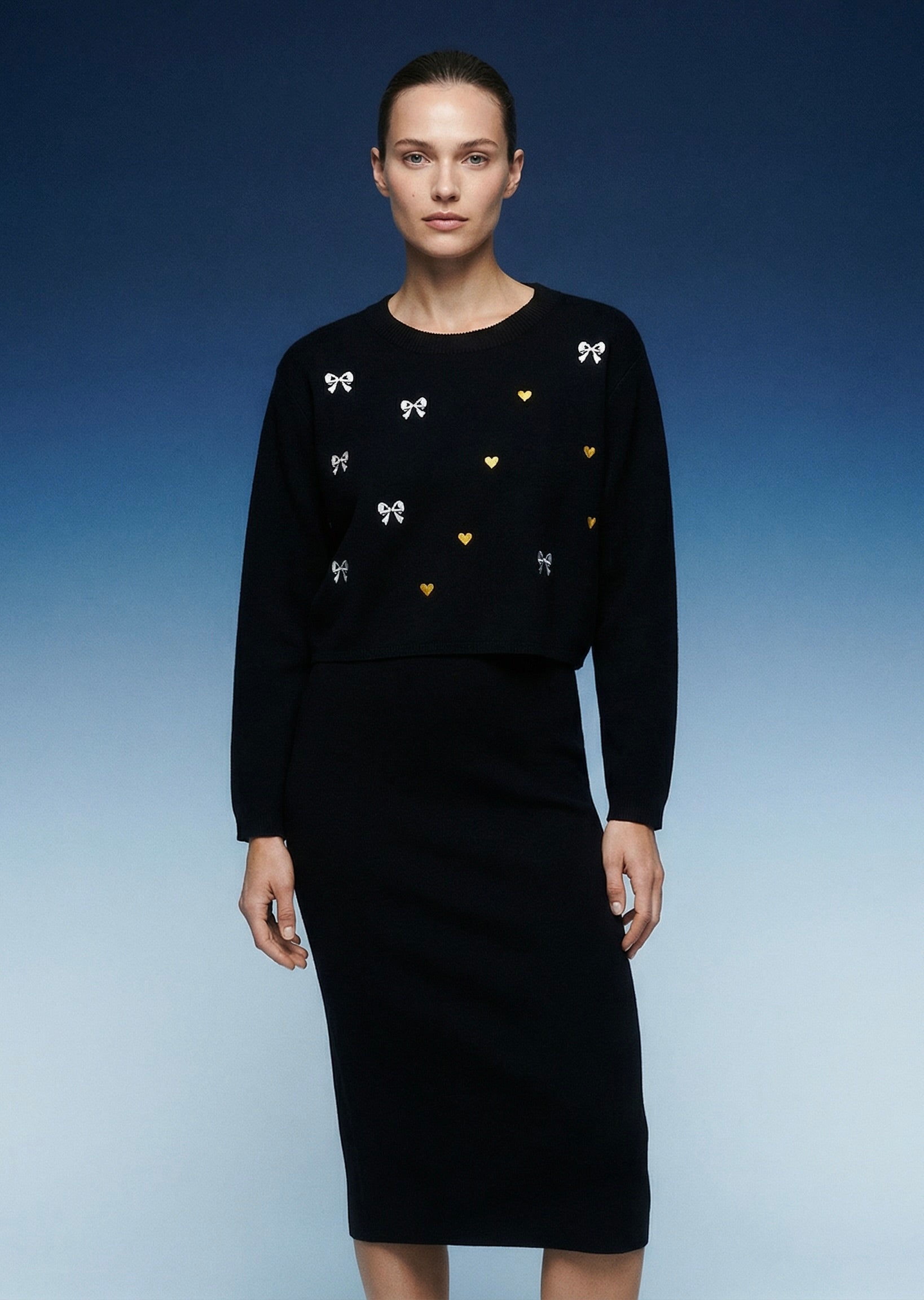 Conjunto Knit Bow & Heart