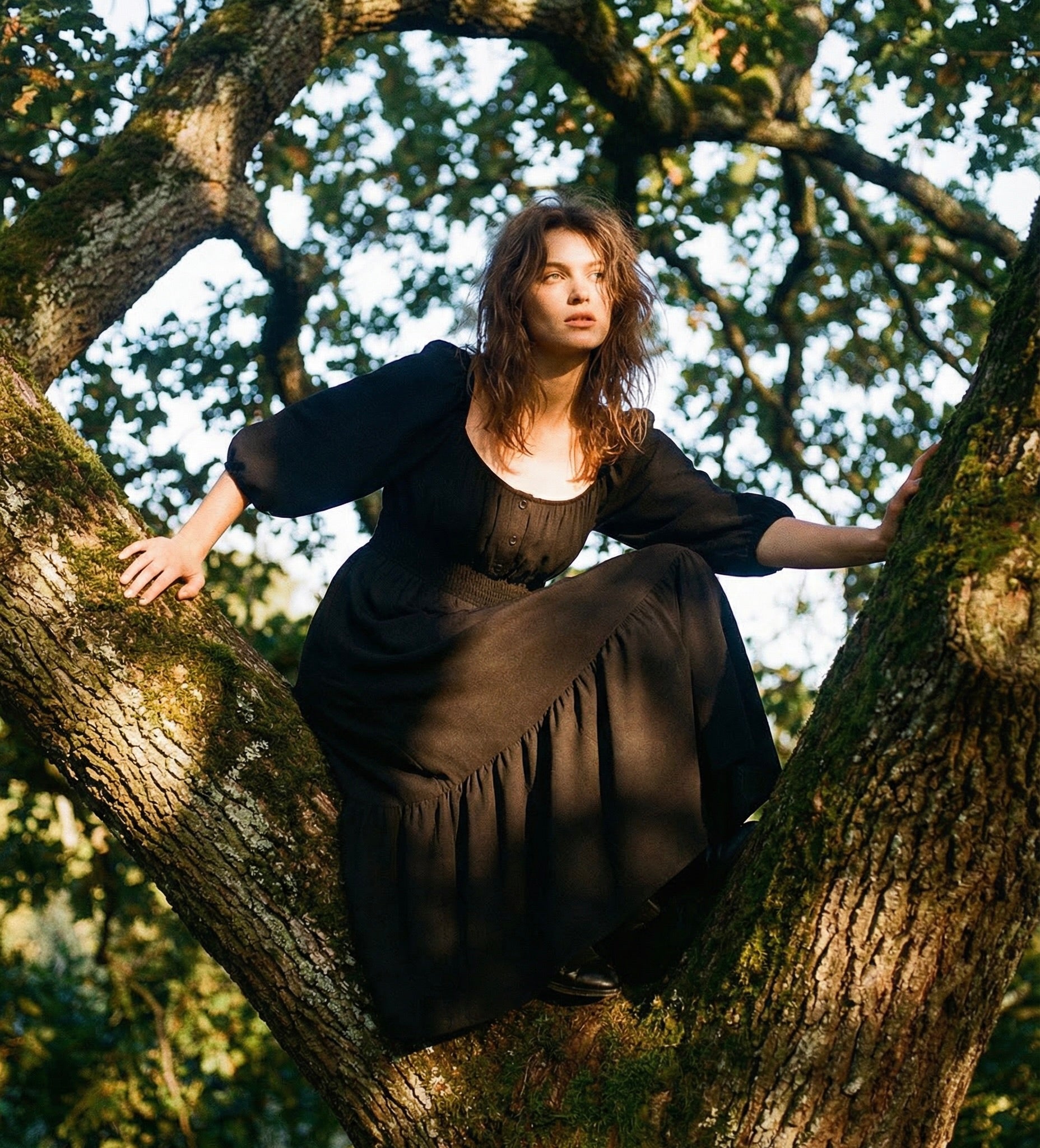 Vestido Midi con Cintura Fruncida