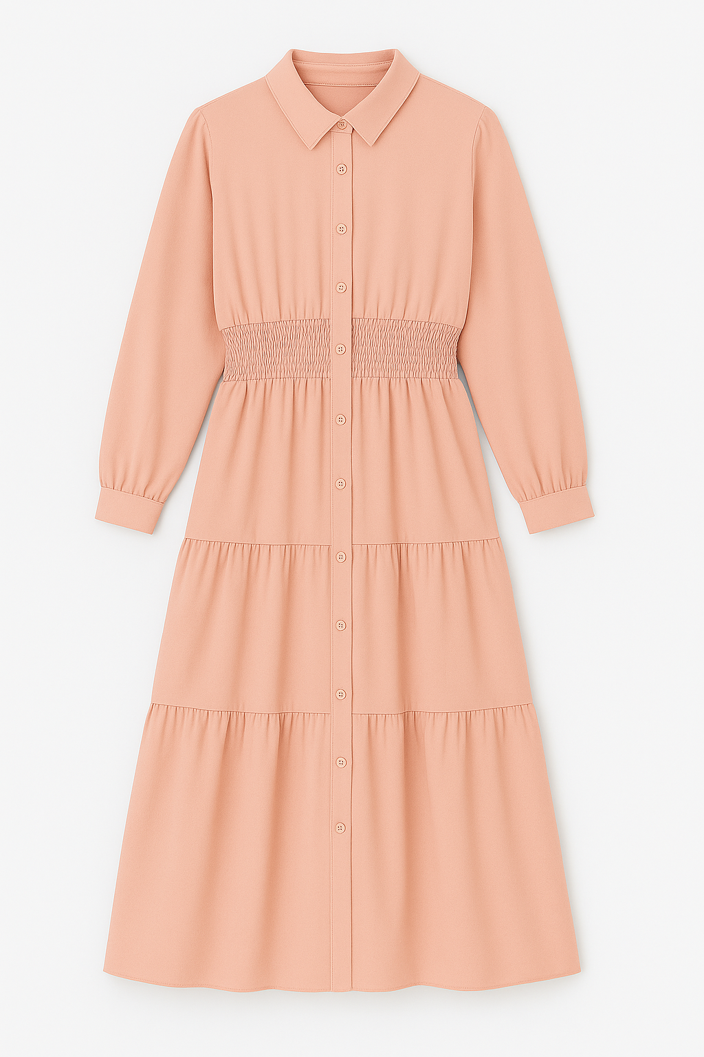 Vestido camisero midi con cinturón