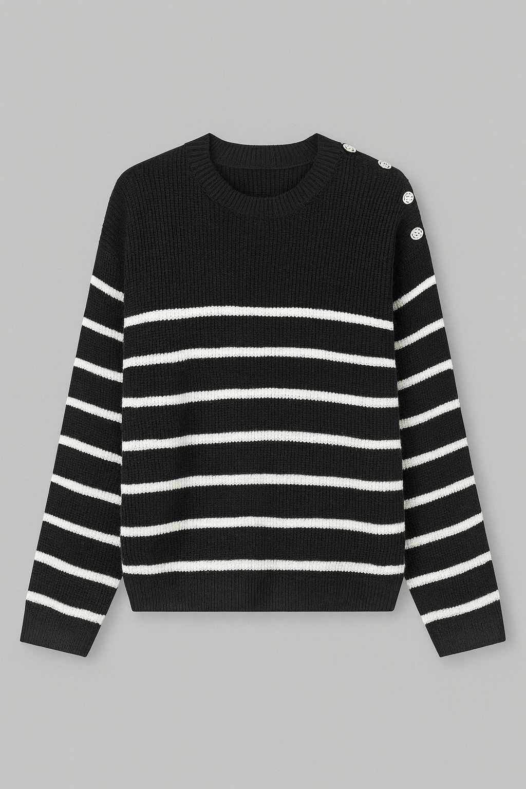 Suéter “Brillante Chic” con botones metálicos en el hombro