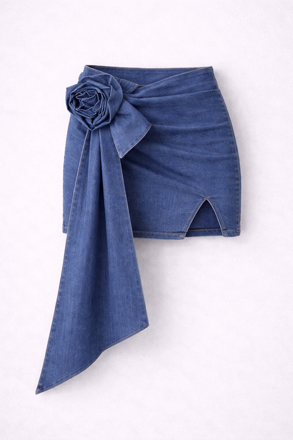 Falda denim con rosa Escultórica Aura