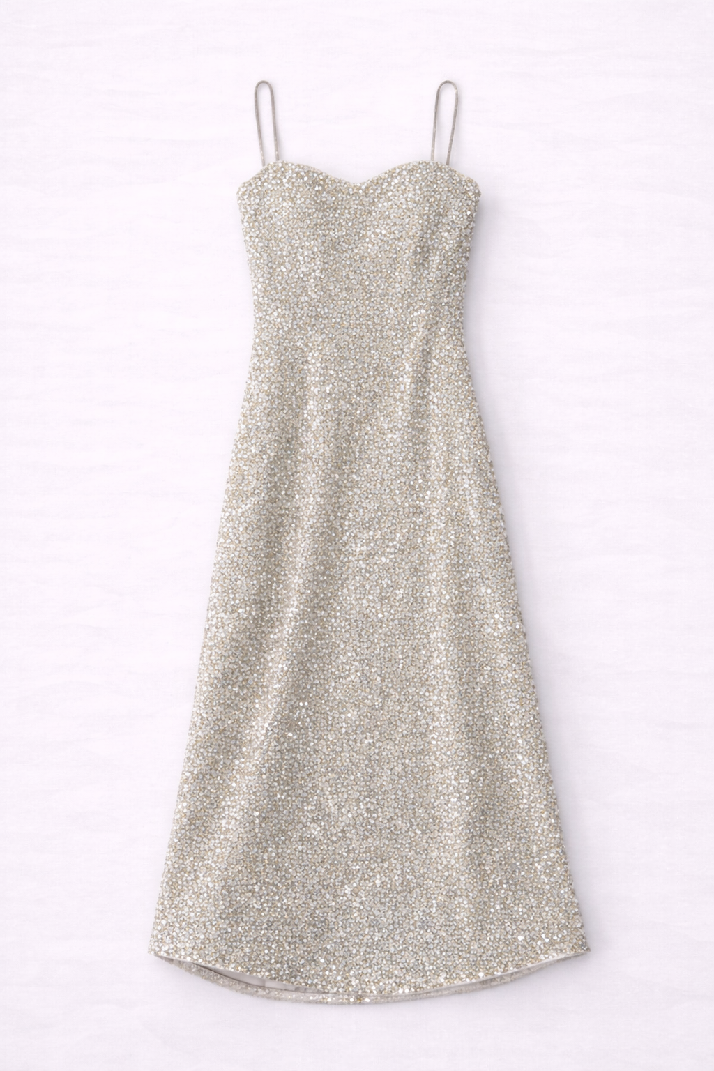 Vestido midi de tirantes con acabado brillante Aura