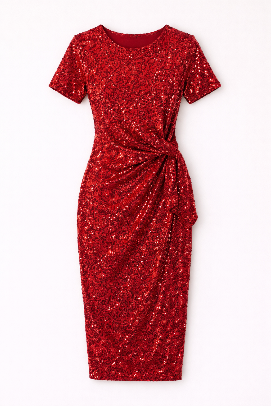 Vestido midi Aurora de lentejuelas con drapeado