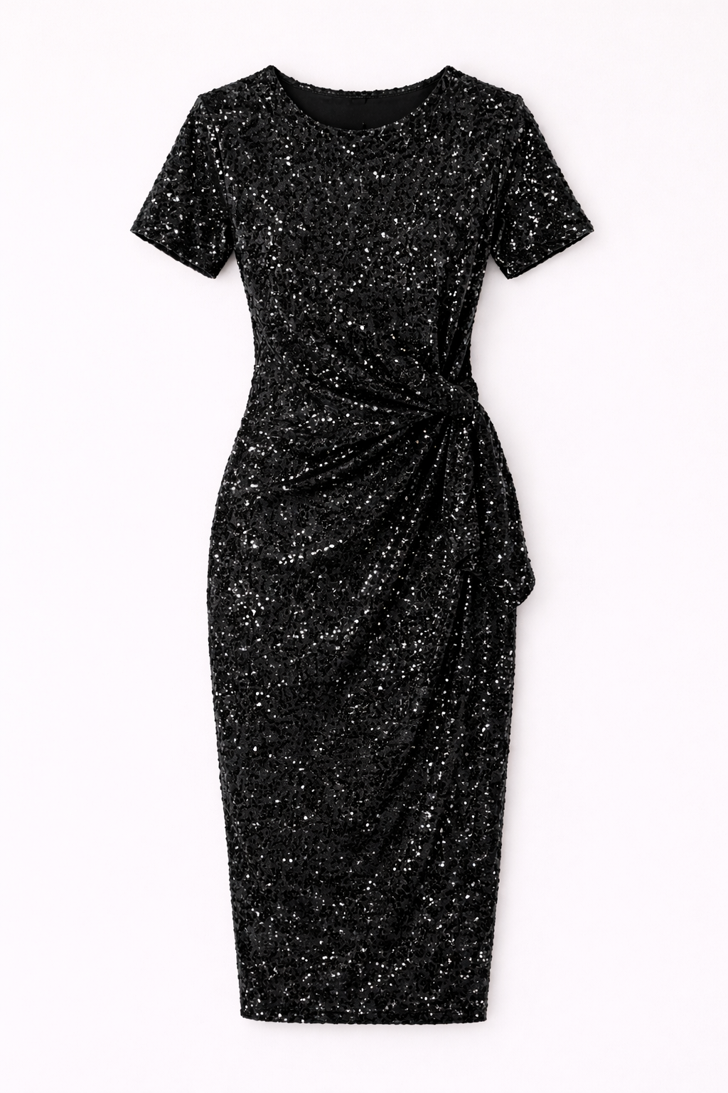 Vestido midi Aurora de lentejuelas con drapeado