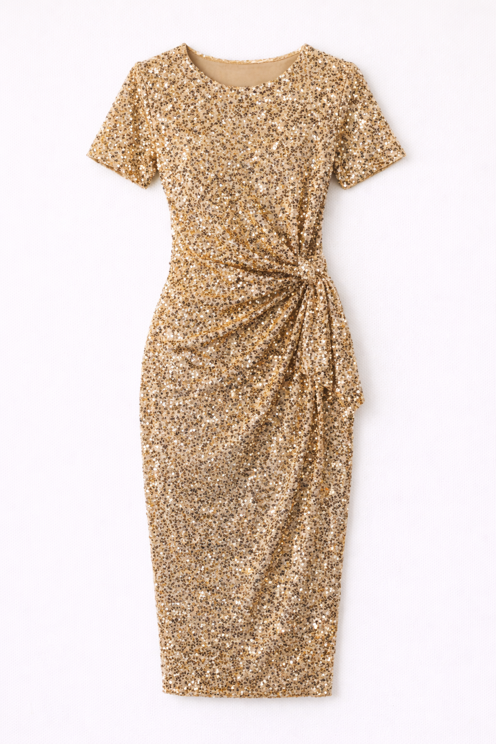 Vestido midi Aurora de lentejuelas con drapeado